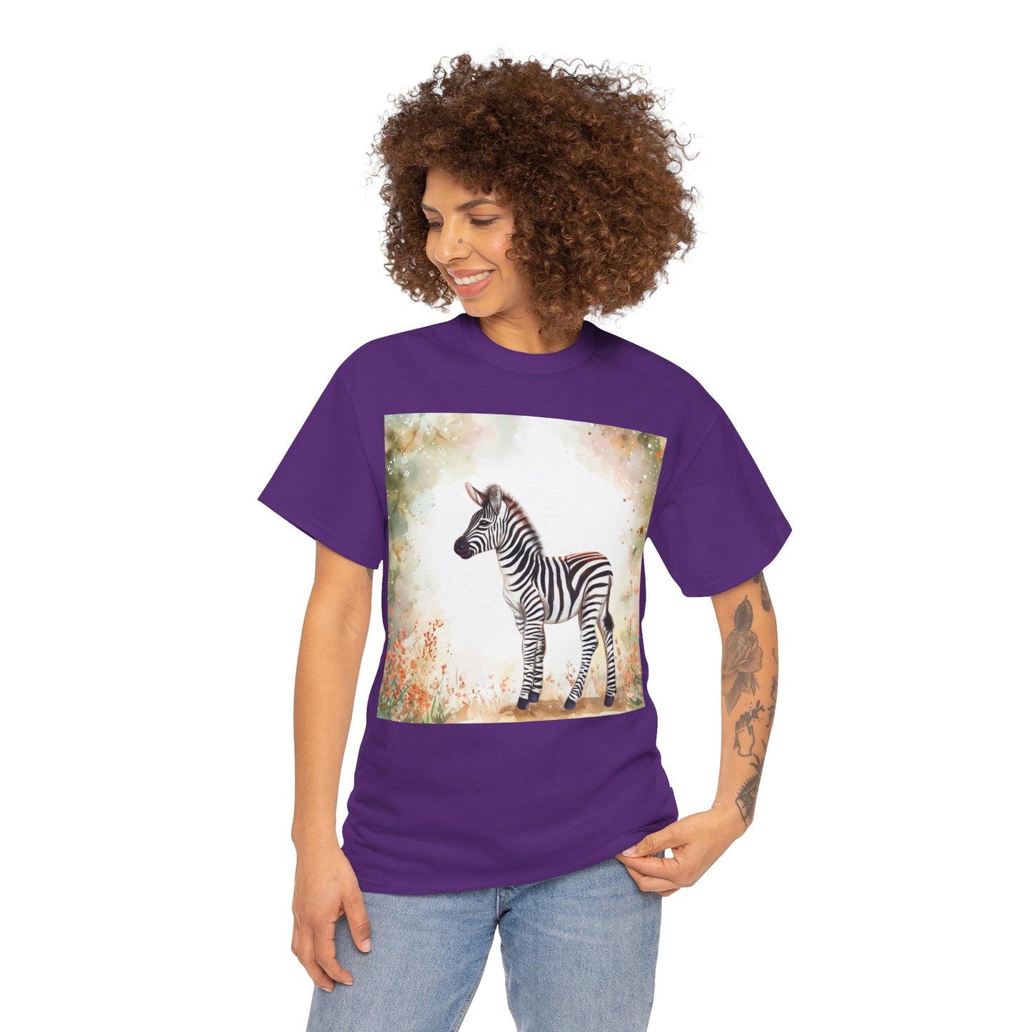 Playful Zebra Unisex Heavy Cotton Tee