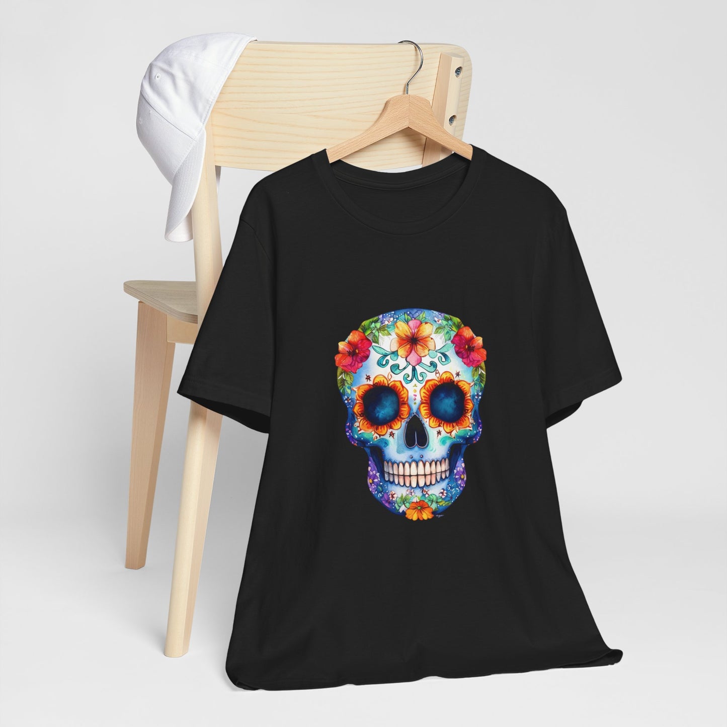 Blue Sugar Skull Unisex Jersey Short Sleeve Tee