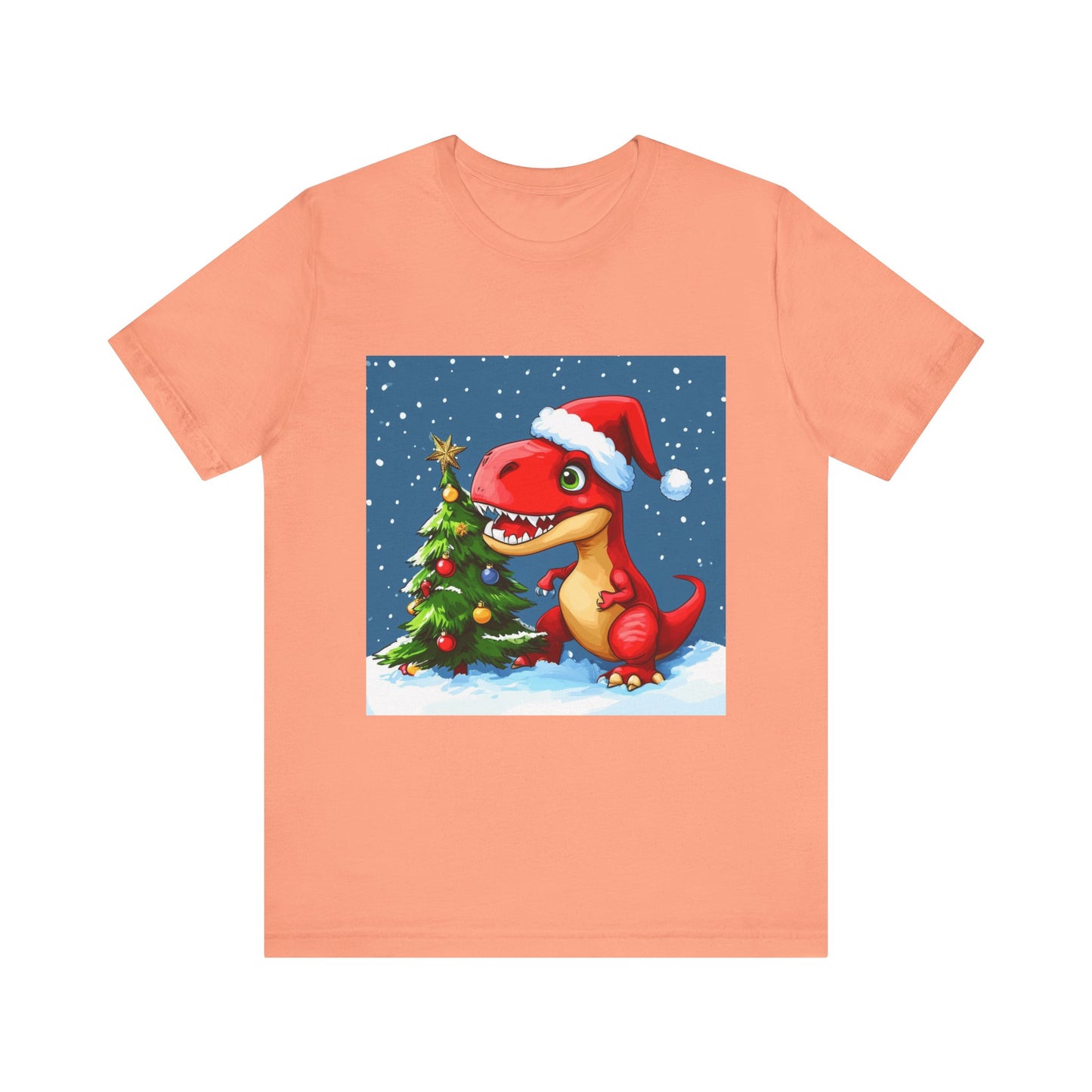 Red T-Rex Christmas Unisex Jersey Short Sleeve Tee