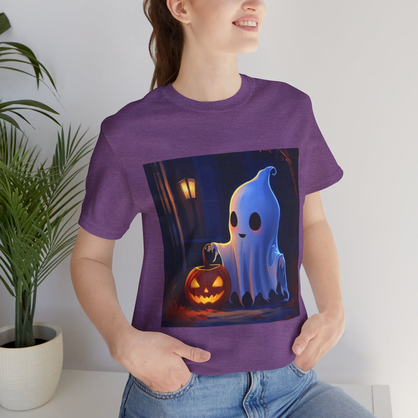 Cute Ghost Trick or Treating Unisex Jersey Short Sleeve Tee