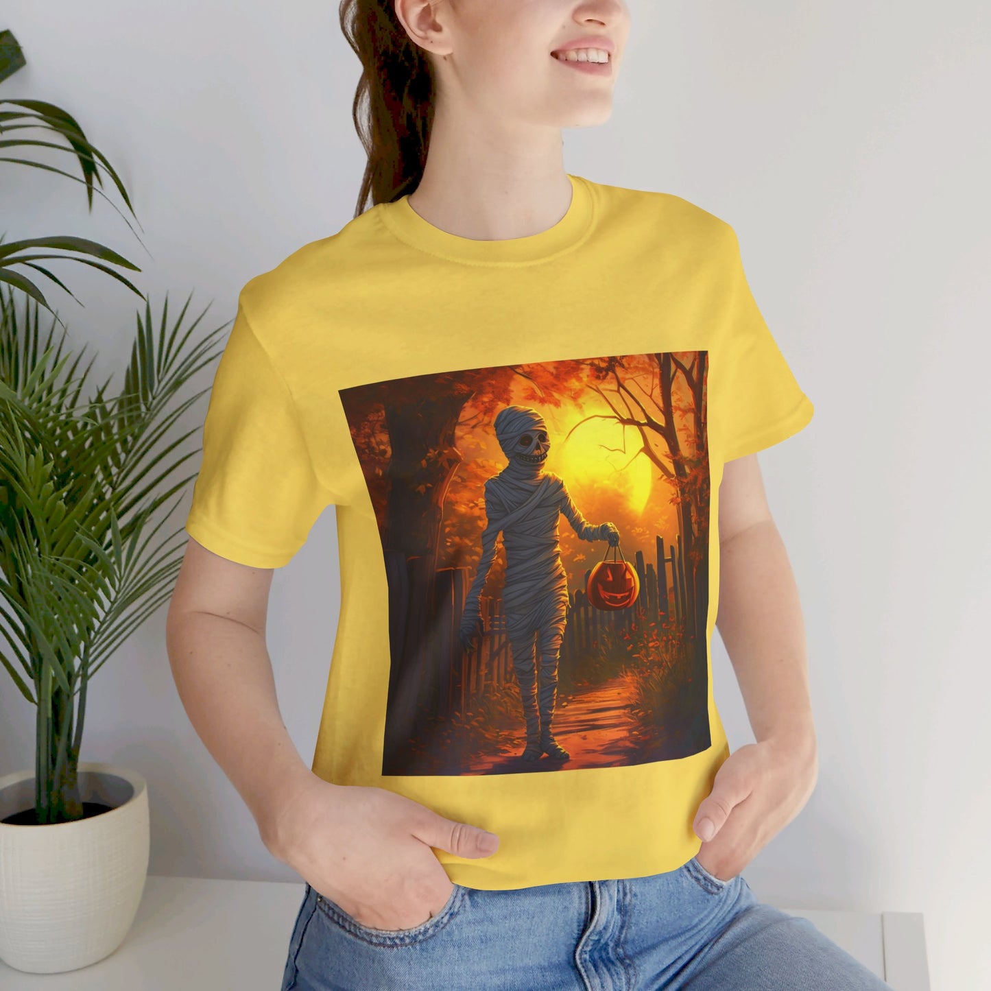 Halloween Sunset Mummy Unisex Jersey Short Sleeve Tee