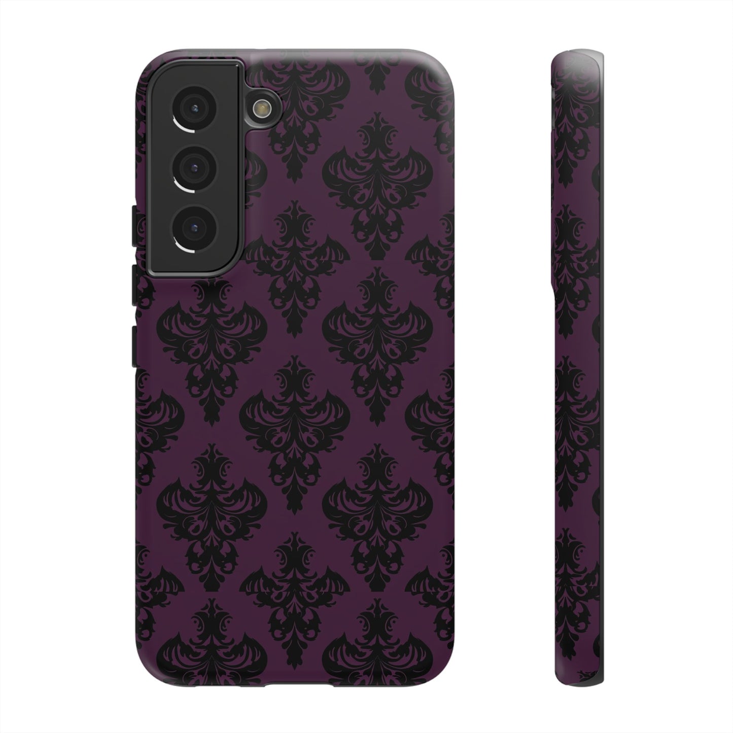 Purple and Black Victorian Damask Pattern Tough Cases