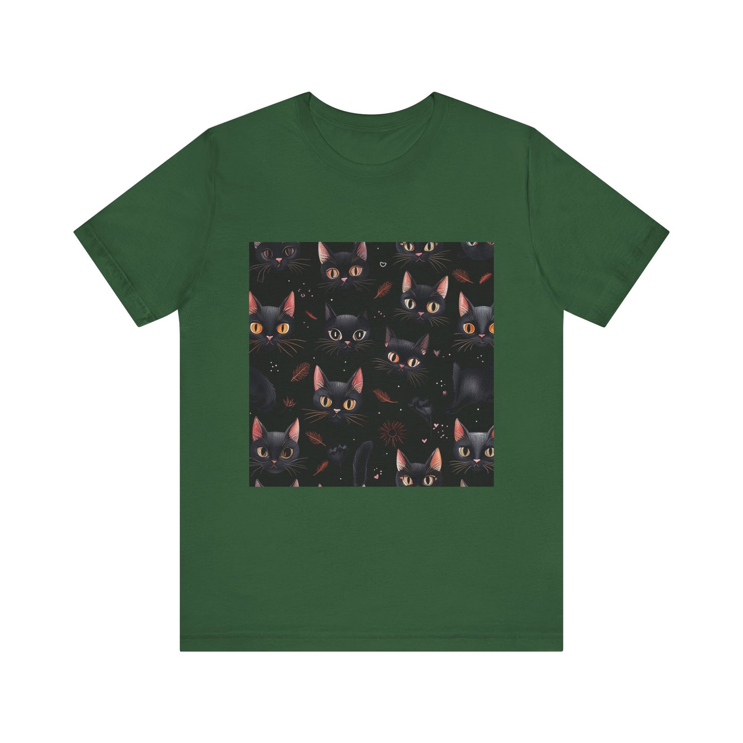 Cute Black Cat Pattern Unisex Jersey Short Sleeve Tee