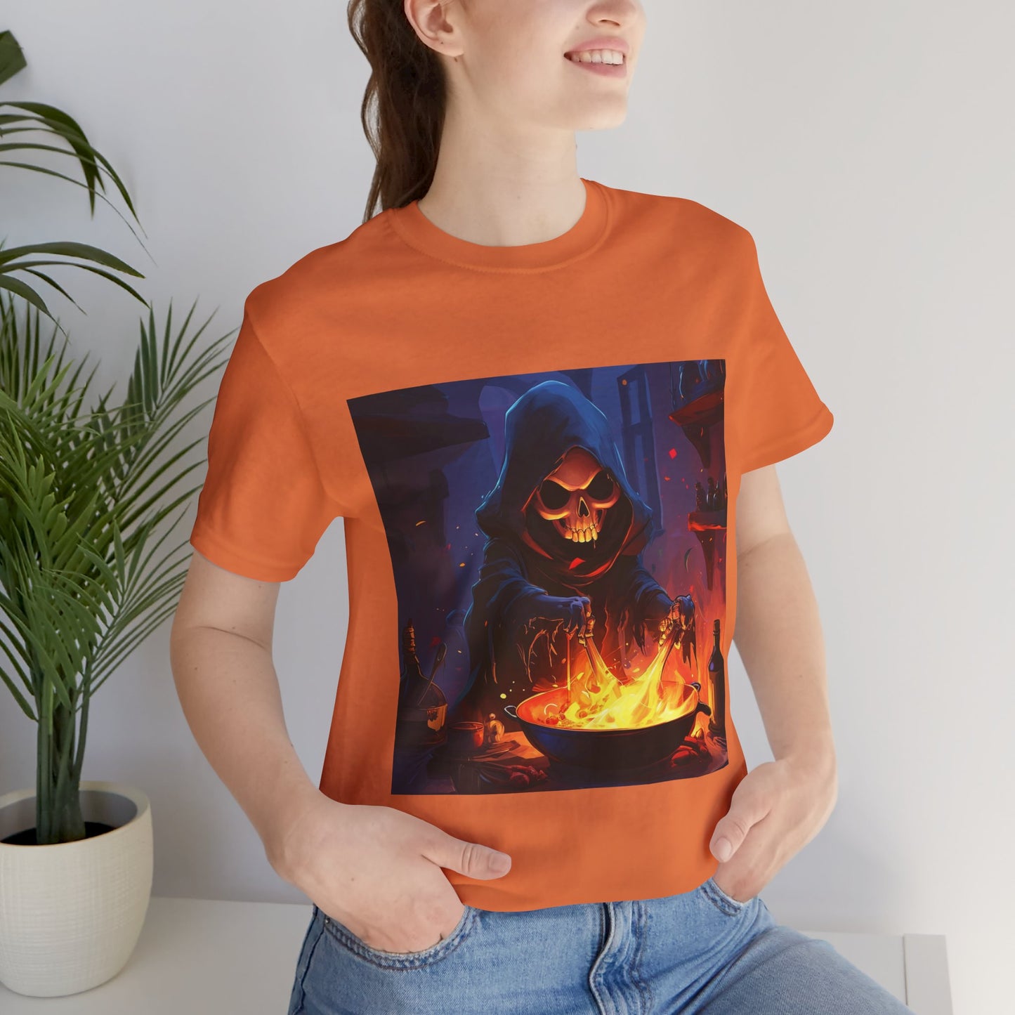 Dark Grim Reaper Cooking Unisex Jersey Short Sleeve Tee