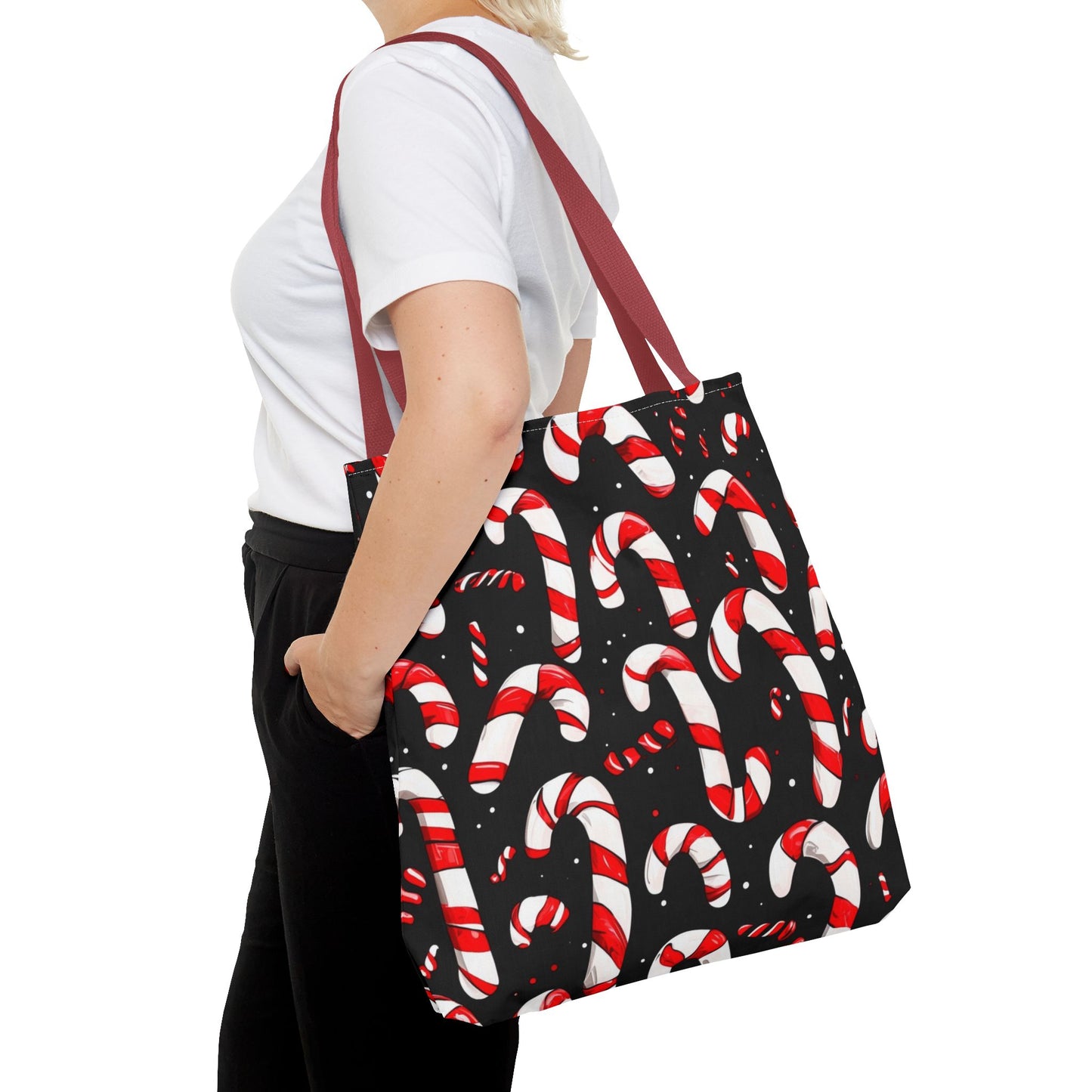 Cartoon Candy Canes Tote Bag (AOP)