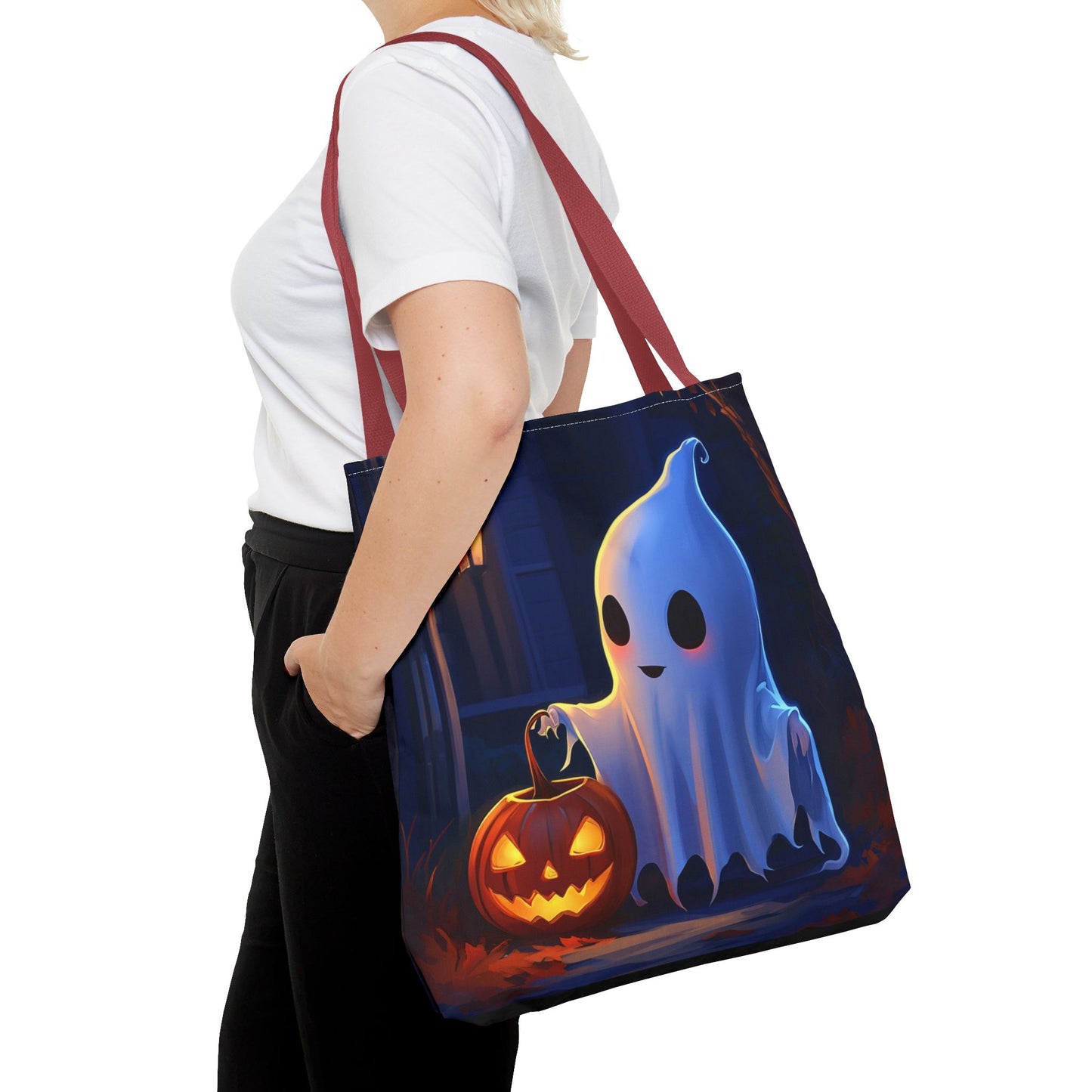 Cute Ghost Trick or Treating Tote Bag (AOP)