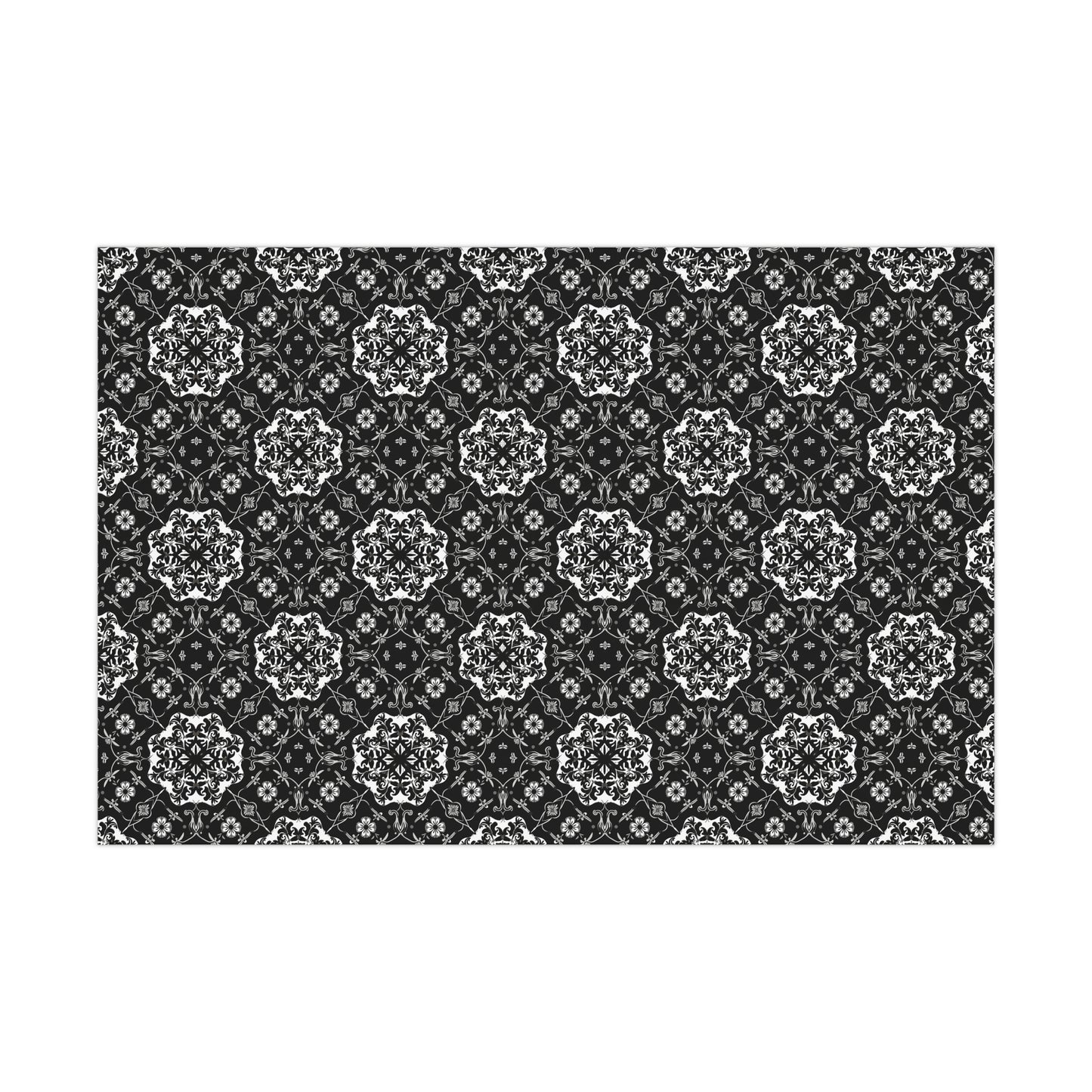 Black and Gray Flower Pattern Gift Wrap Papers