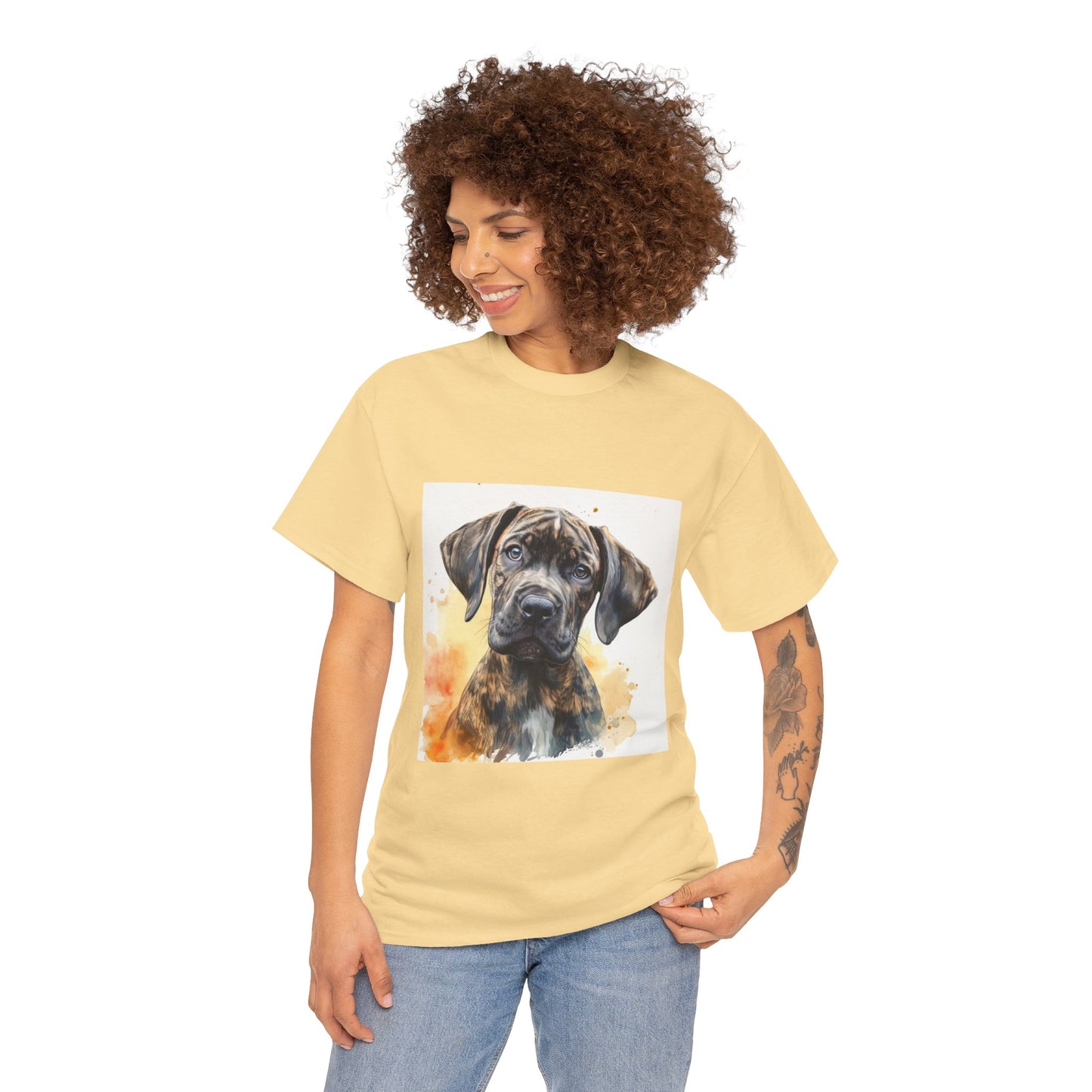 Brindle Great Dane Puppy Unisex Heavy Cotton Tee