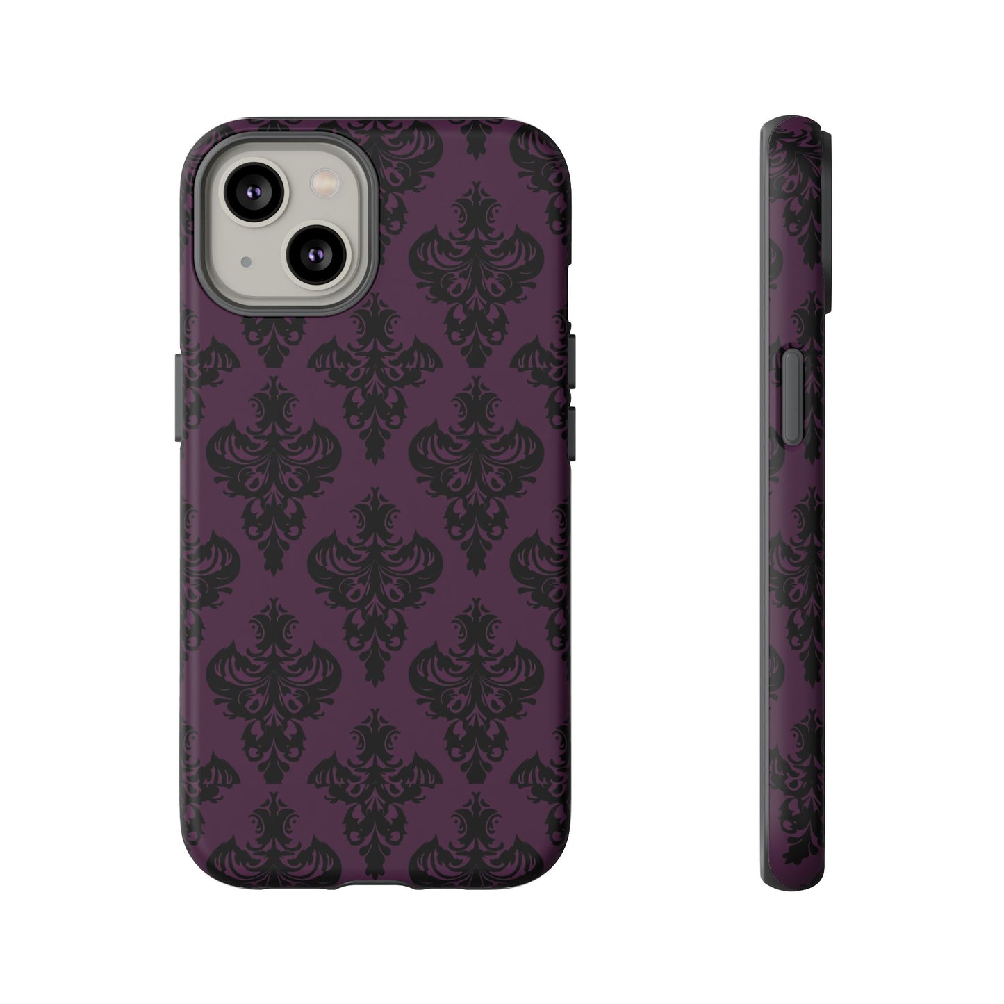 Purple and Black Victorian Damask Pattern Tough Cases