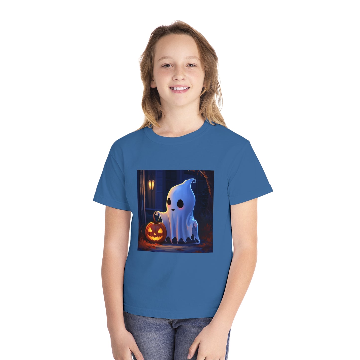 Cute Ghost Trick or Treating Youth Midweight Tee