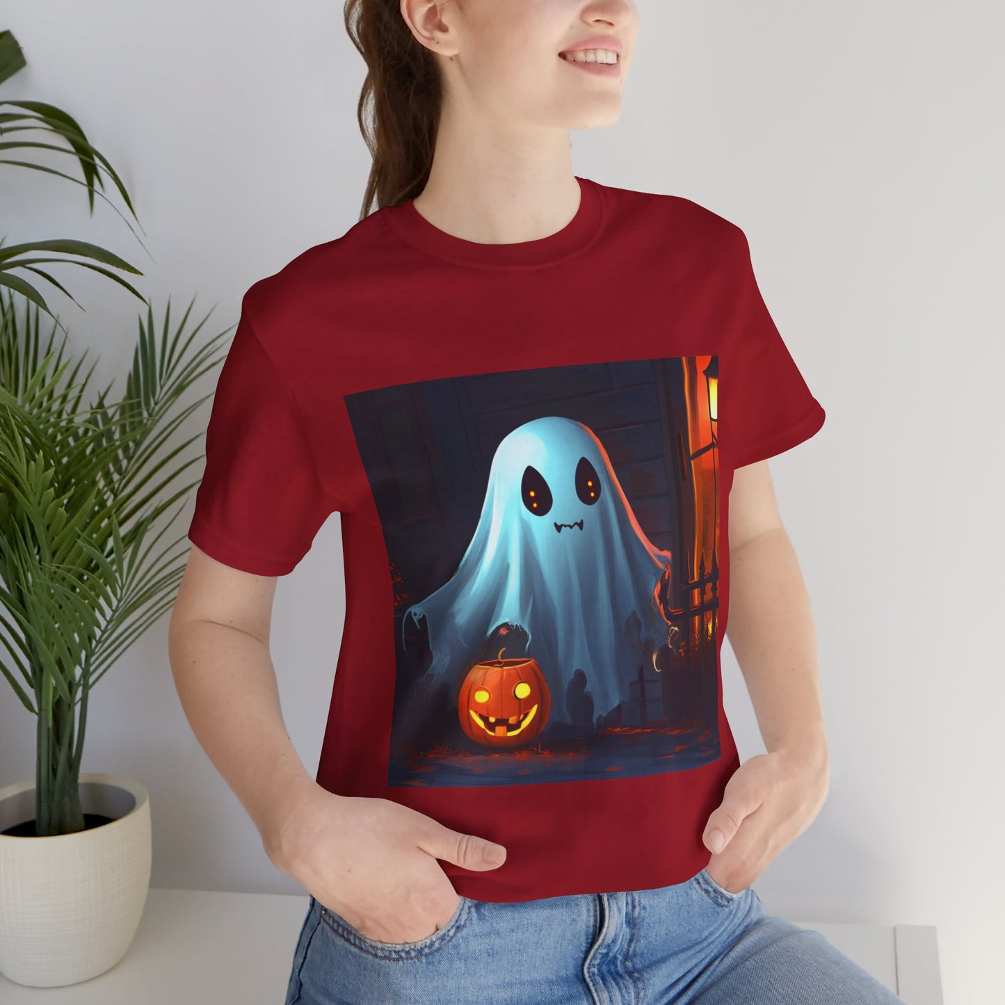 Cute Ghost Trick or Treating Unisex Jersey Short Sleeve Tee