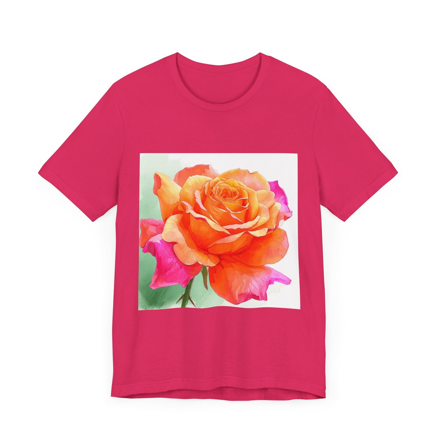 Radiant Rose Art Unisex Jersey Tee - Vibrant Rose Design