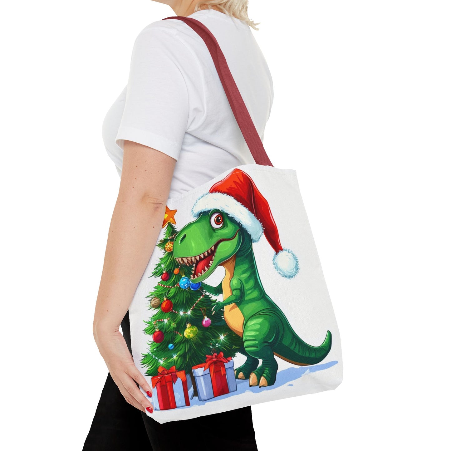 Holiday T-Rex Tote Bag (AOP)