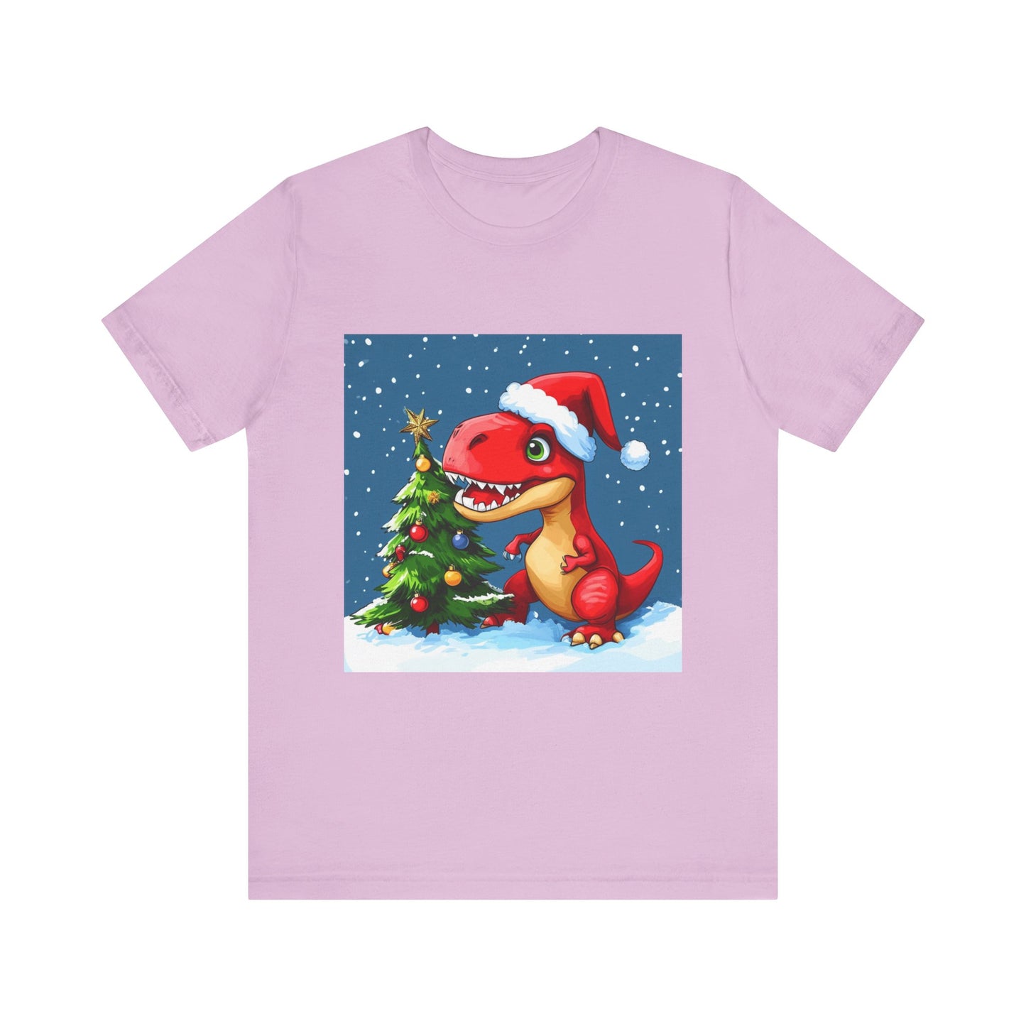 Red T-Rex Christmas Unisex Jersey Short Sleeve Tee