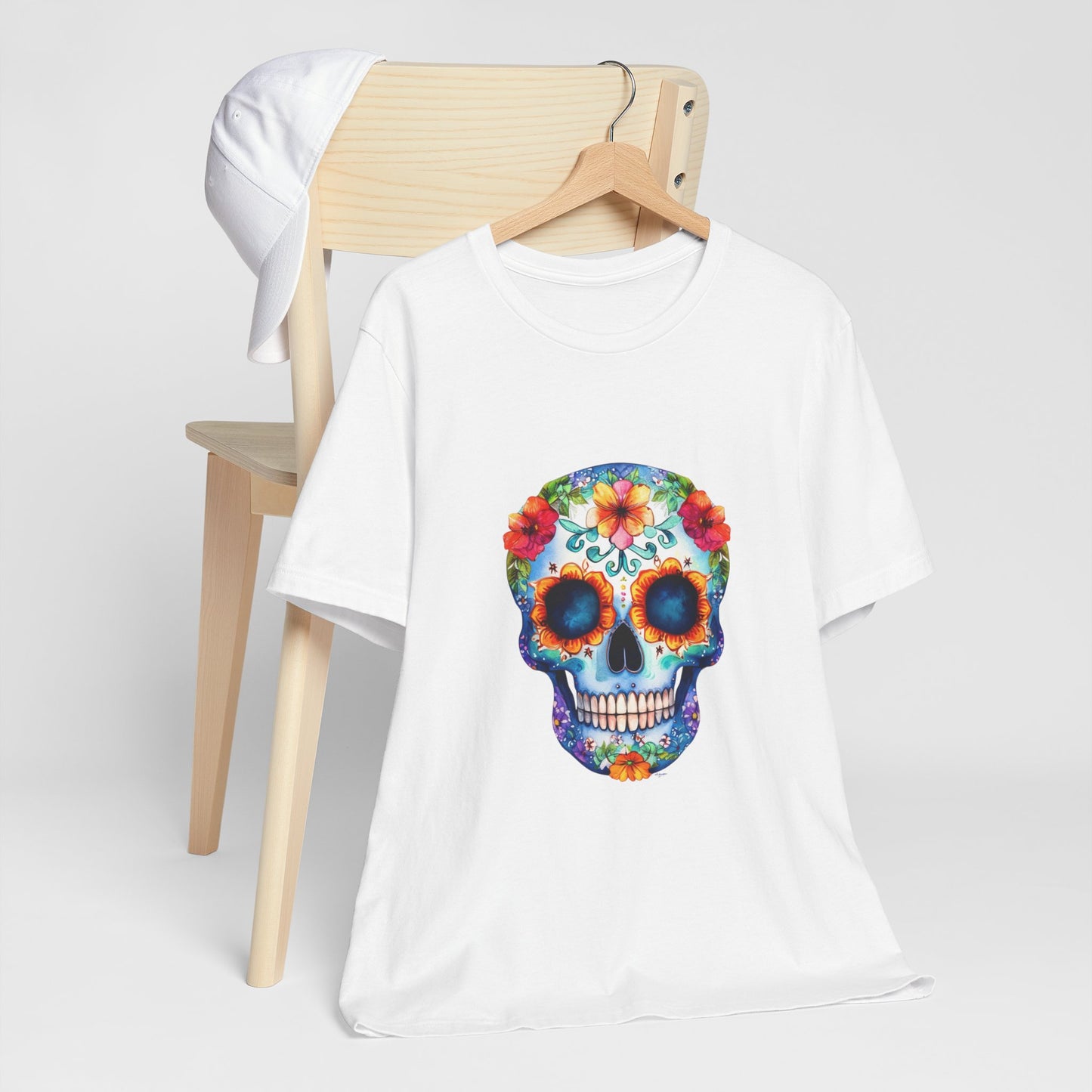 Blue Sugar Skull Unisex Jersey Short Sleeve Tee