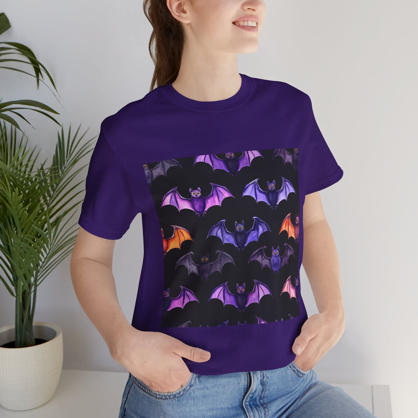 Cute Bat Pattern Unisex Jersey Short Sleeve Tee