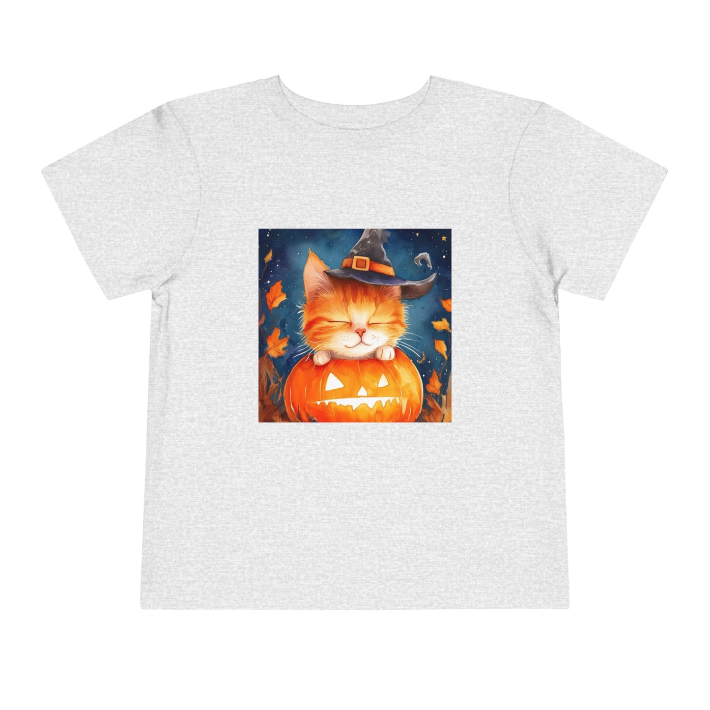 Cute Orange Cat on a Pumpkin Toddler Short Sleeve Tee