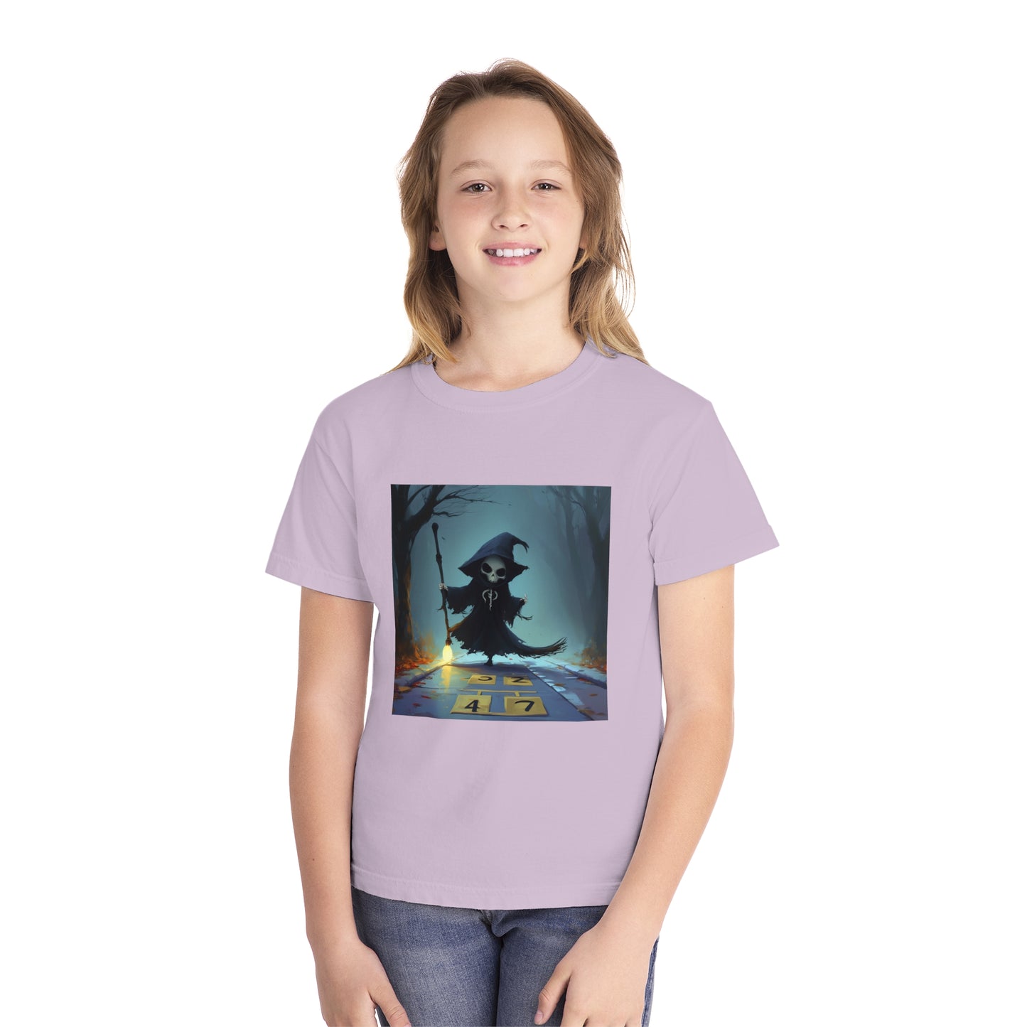 Grim Reaper Playing Hopscotch Youth Midweight Tee