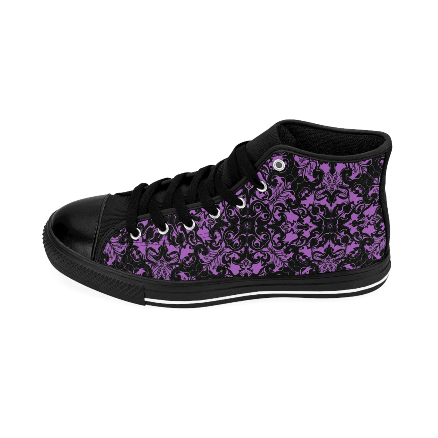 Intricate Purple and Black Design Women's Classic Sneakers