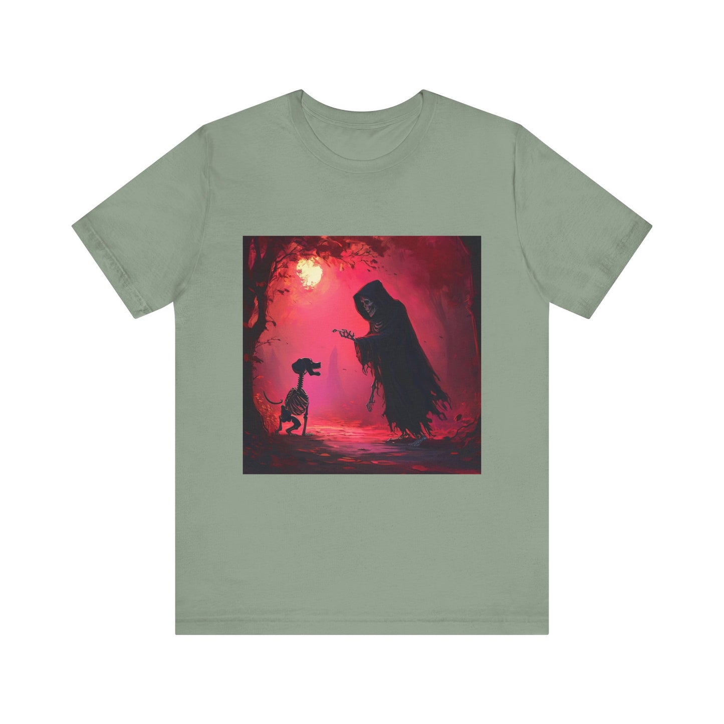 Grim Reaper Walking his DogUnisex Jersey Short Sleeve Tee