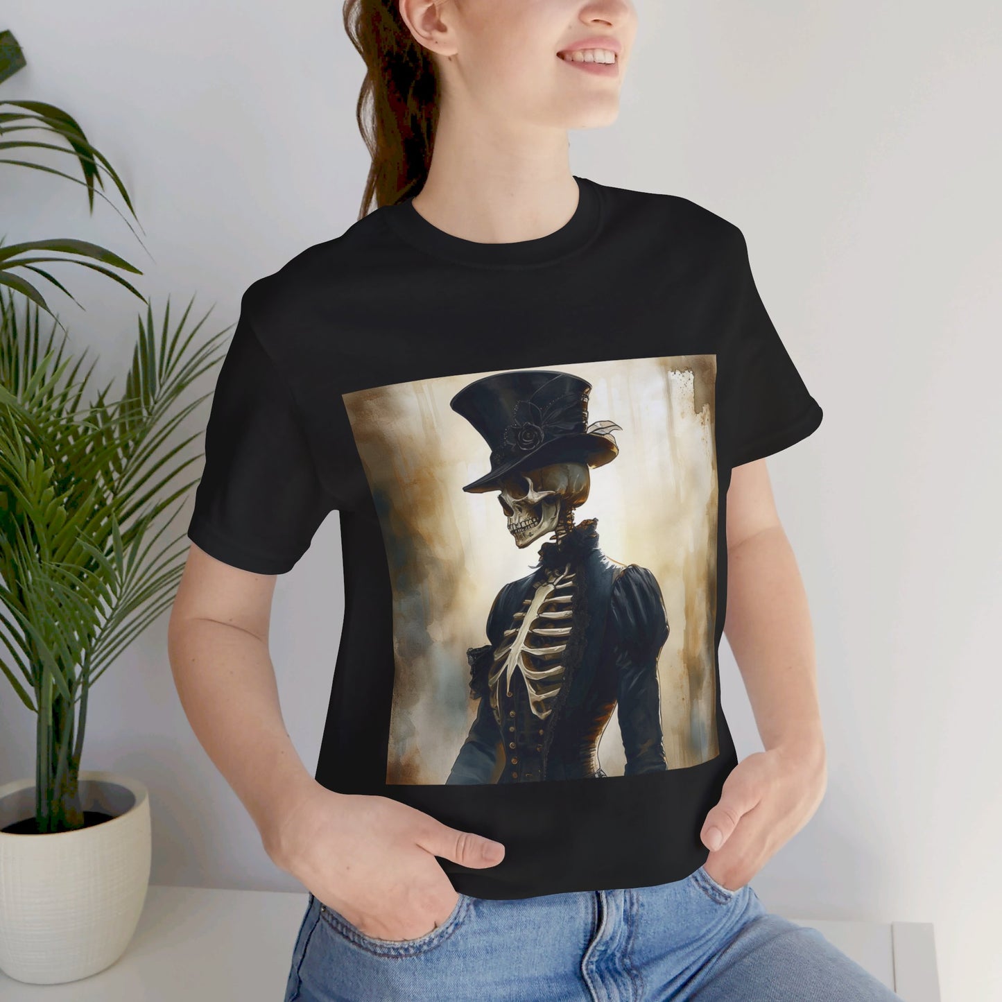 Top Hat Victorian Skeleton Unisex Jersey Short Sleeve Tee