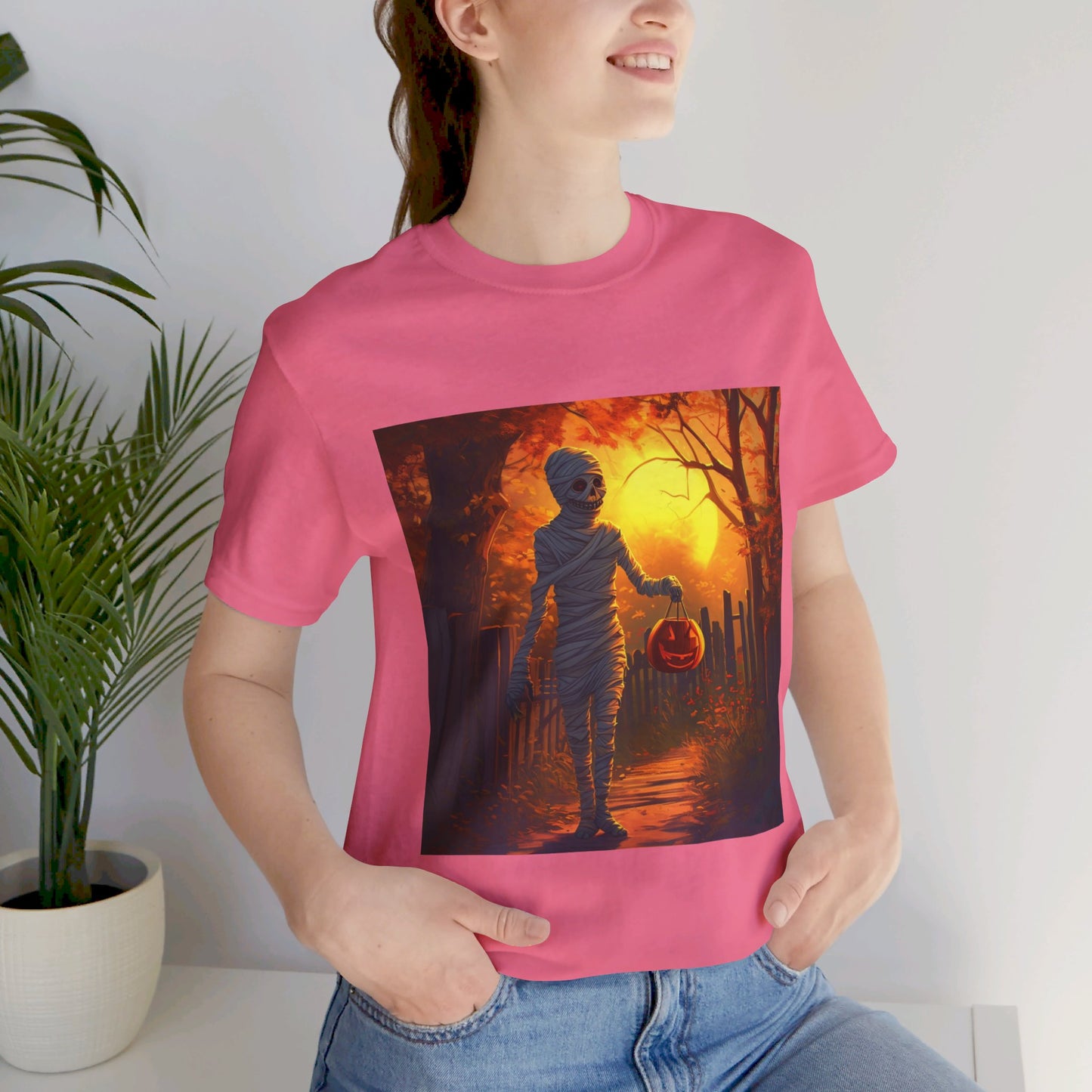 Halloween Sunset Mummy Unisex Jersey Short Sleeve Tee