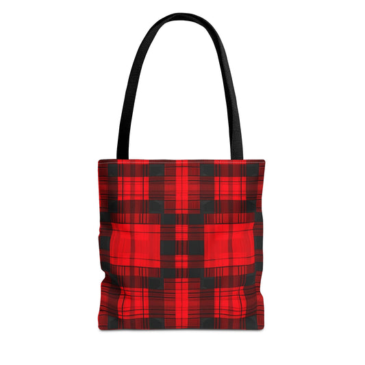 Red and Black Plaid Pattern Tote Bag (AOP)