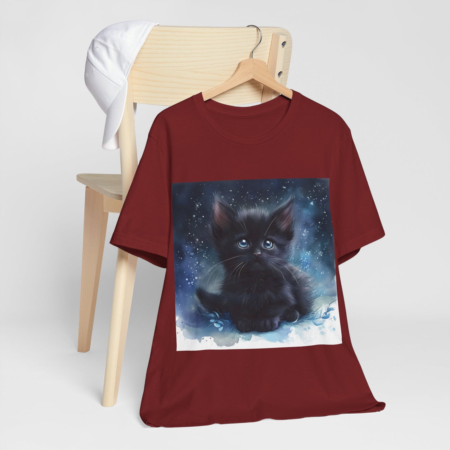 Starry Sky Black Kitten Unisex Jersey Short Sleeve Tee