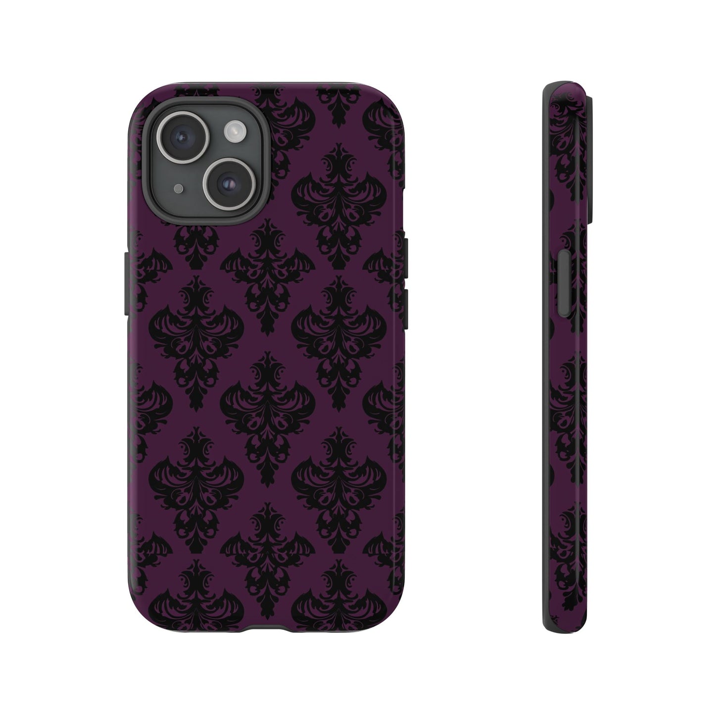 Purple and Black Victorian Damask Pattern Tough Cases