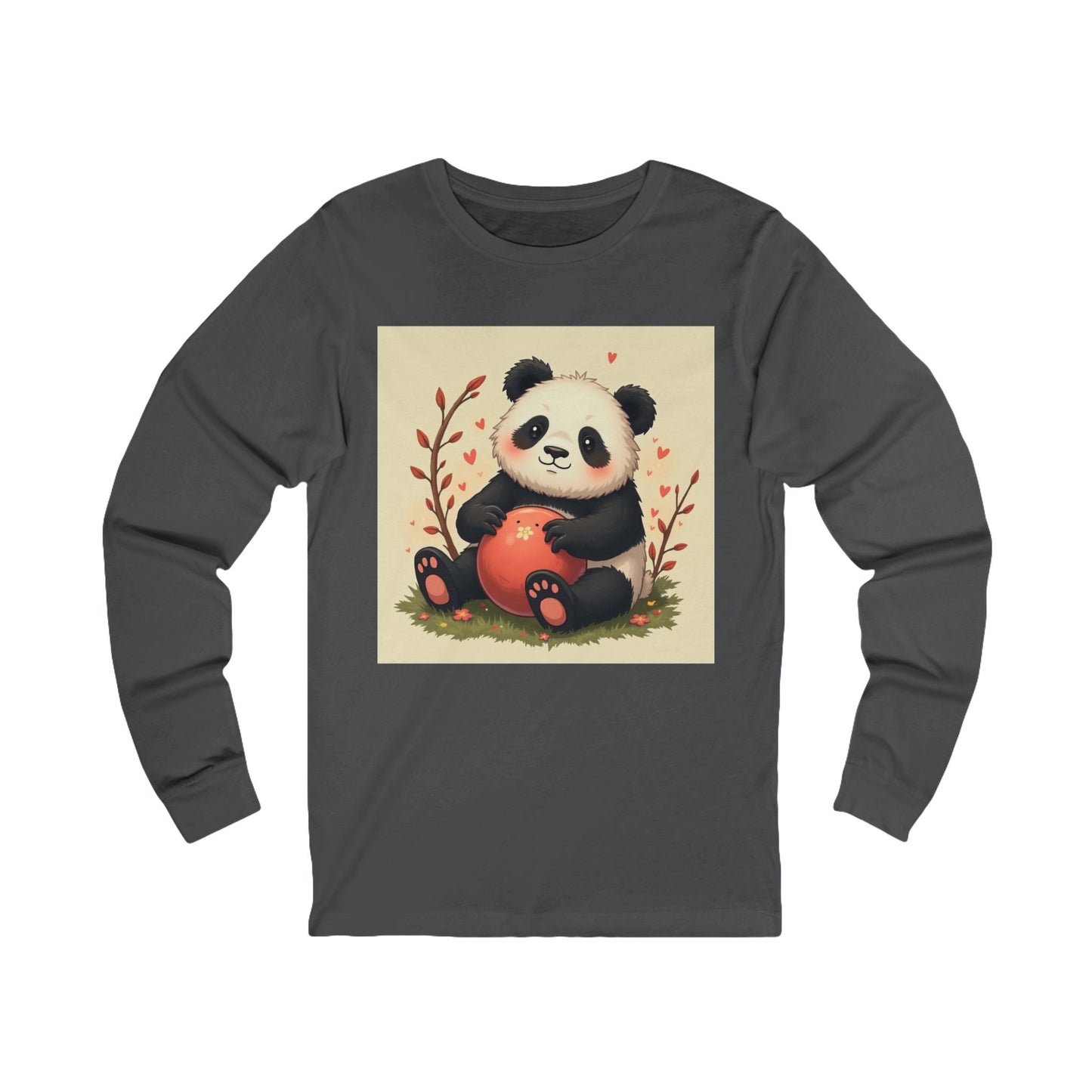 Cute Cartoon Panda Unisex Jersey Long Sleeve Tee