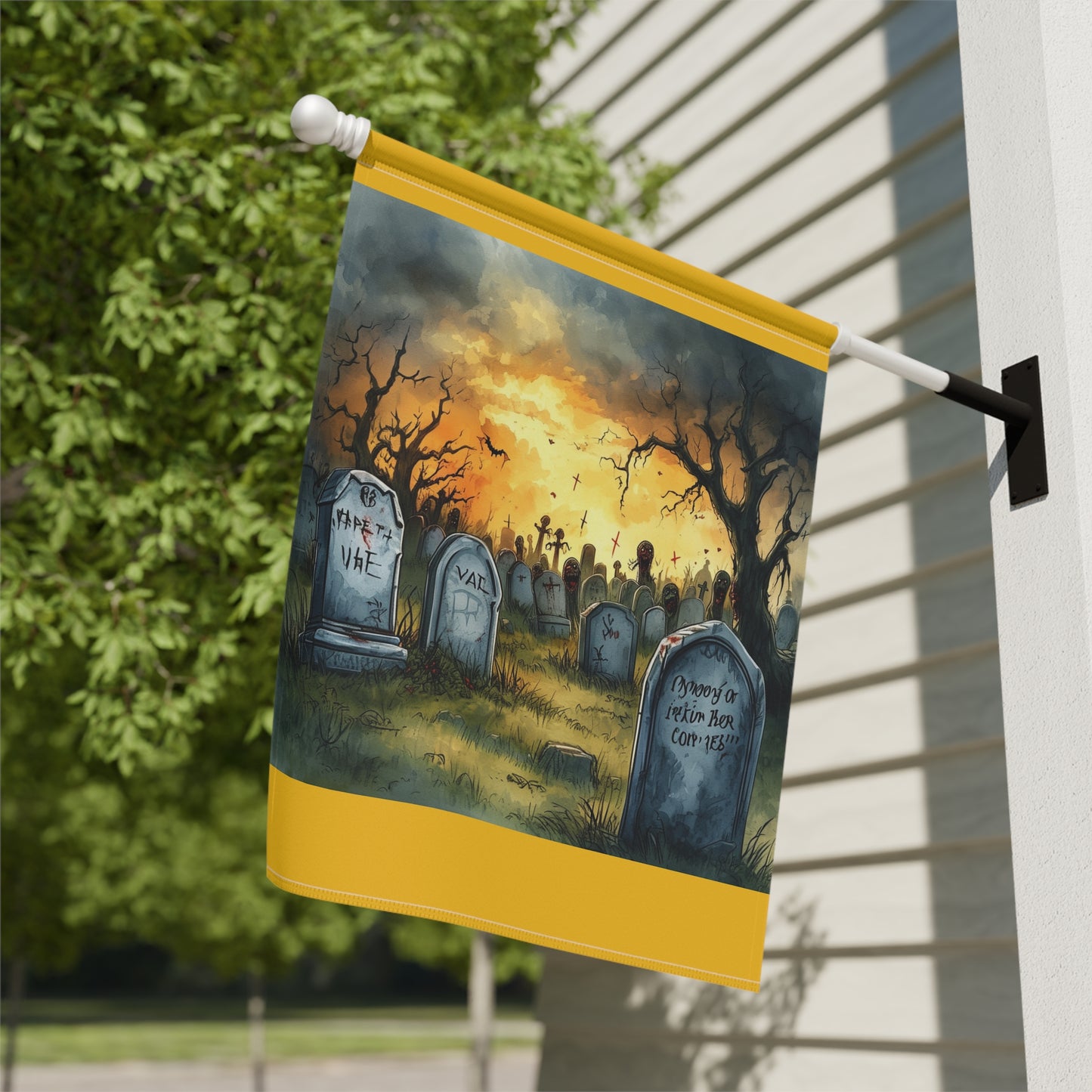 Cemetery Sunset Garden & House Banner