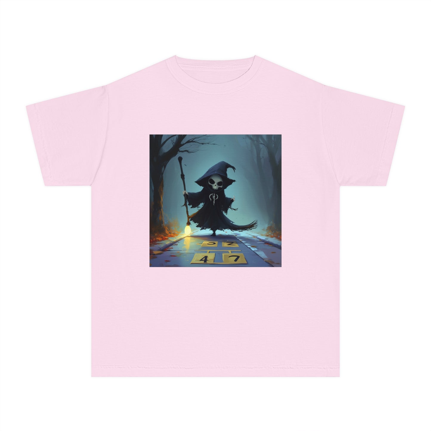 Grim Reaper Playing Hopscotch Youth Midweight Tee