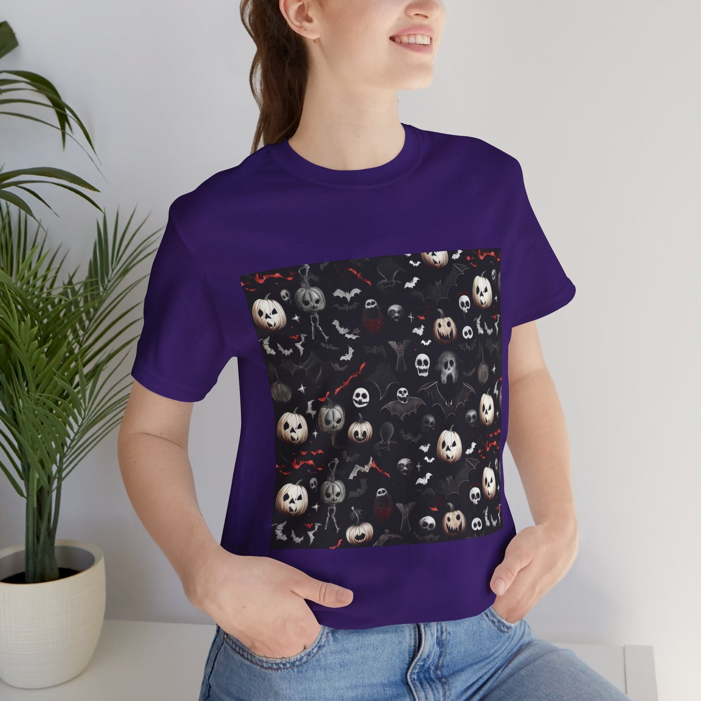 Creepy Halloween Pattern Unisex Jersey Short Sleeve Tee