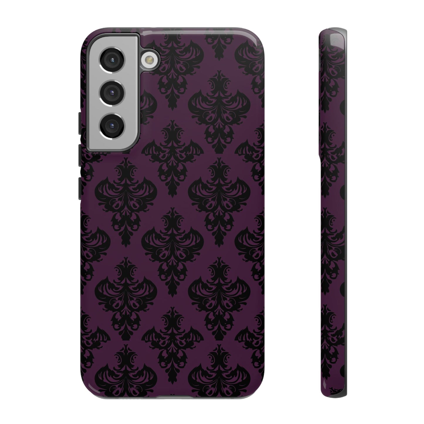 Purple and Black Victorian Damask Pattern Tough Cases