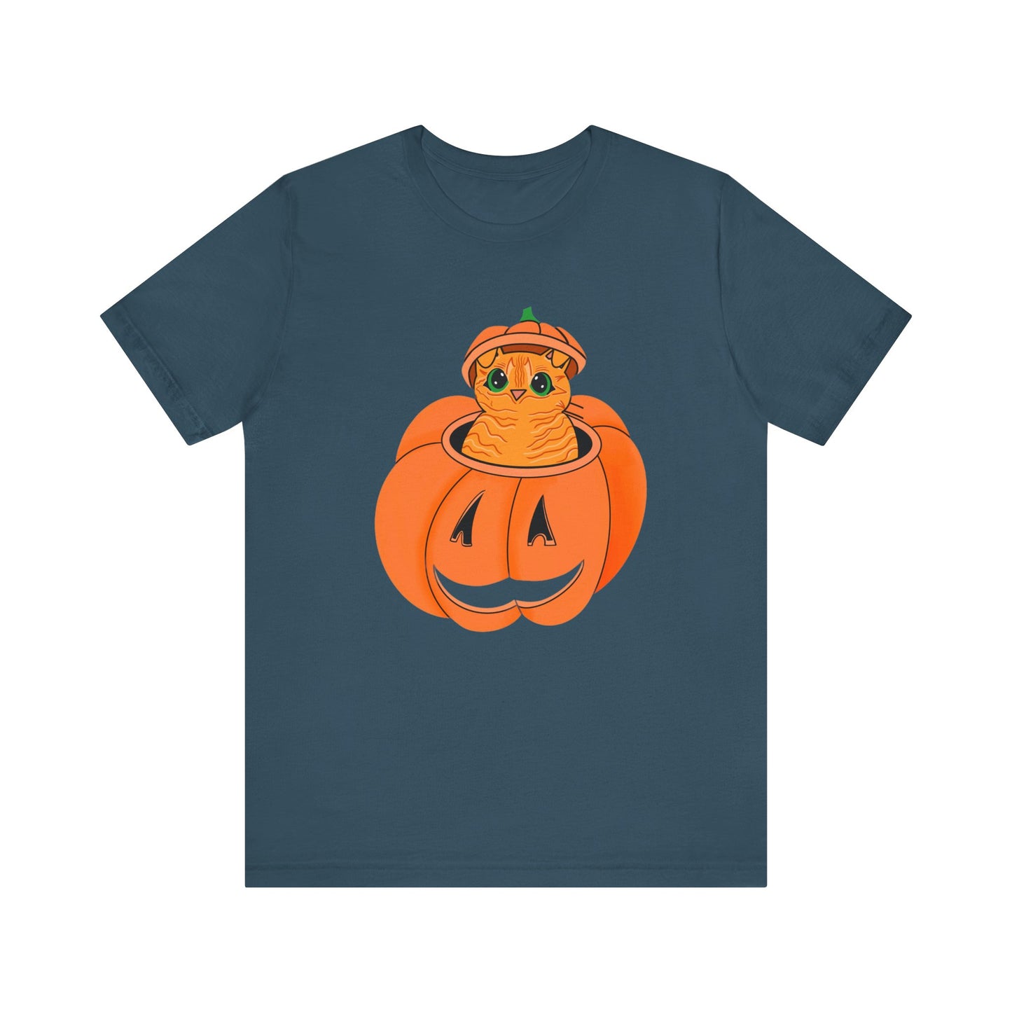 Cute Orange Cat Halloween Unisex Jersey Short Sleeve Tee