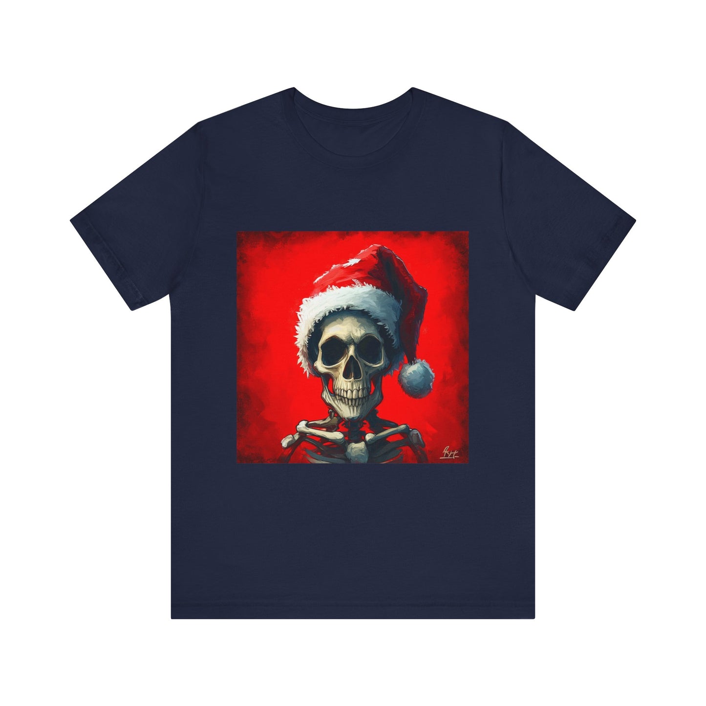 Dark Spooky Skeleton Santa Unisex Jersey Tee