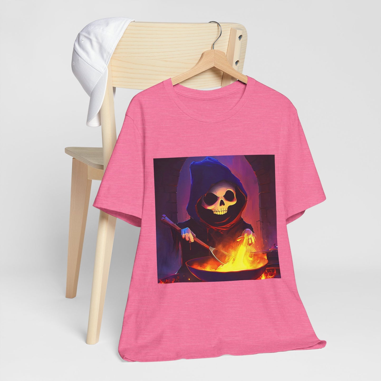 Happy Grim Reaper Cooking Unisex Jersey Short Sleeve Tee