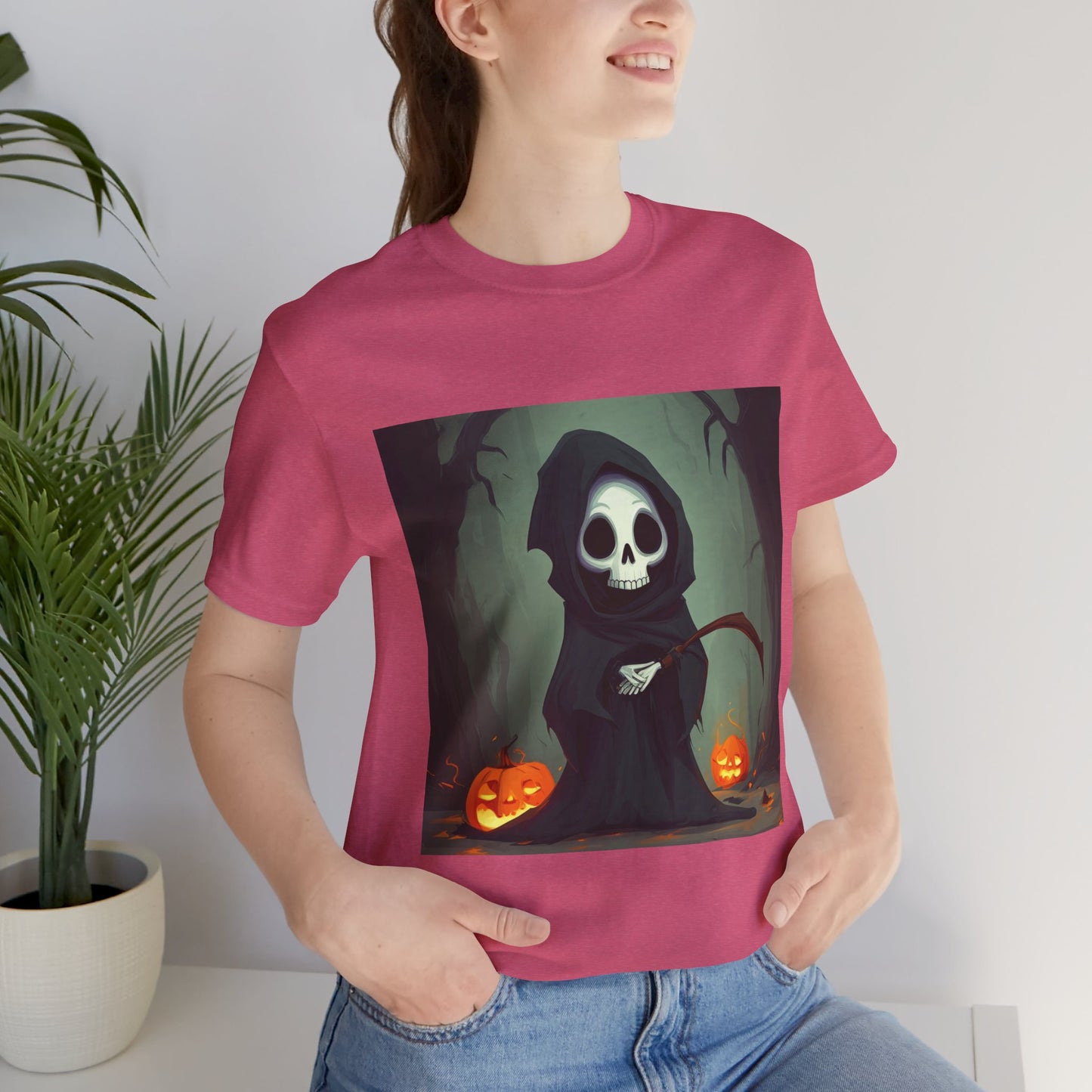 Spooky Forest Grim Reaper Unisex Jersey Short Sleeve Tee