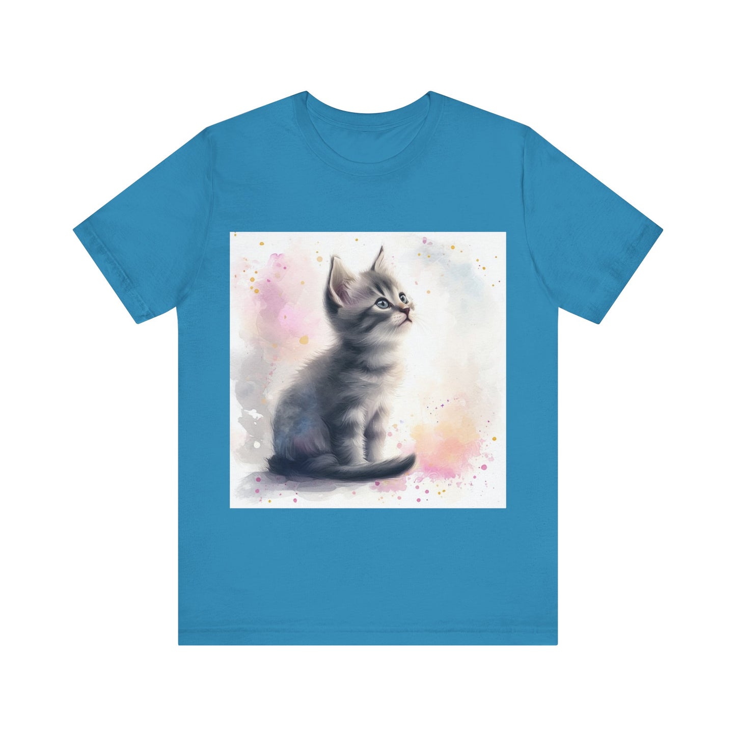 Watercolor Gray Kitten Unisex Jersey Short Sleeve Tee