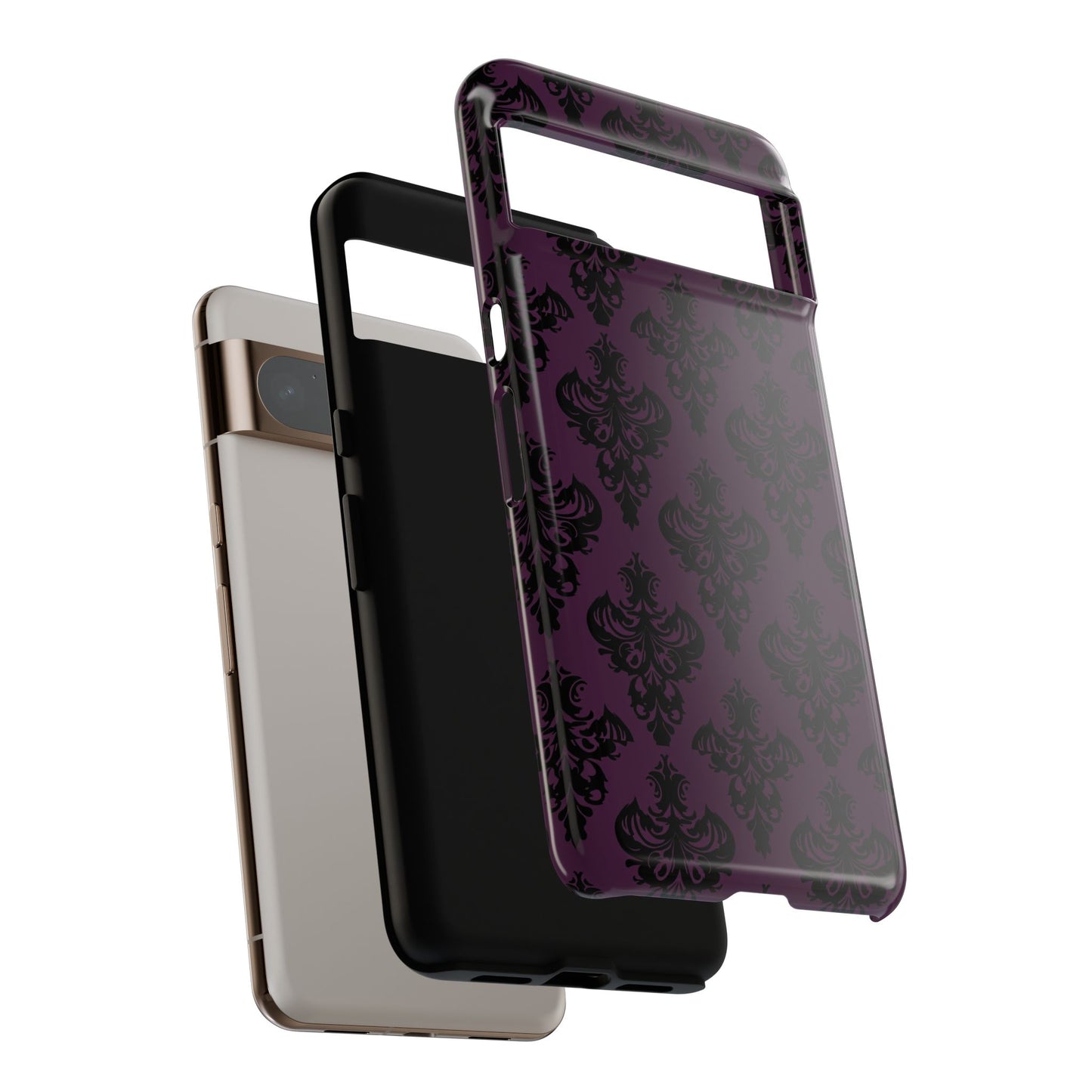 Purple and Black Victorian Damask Pattern Tough Cases