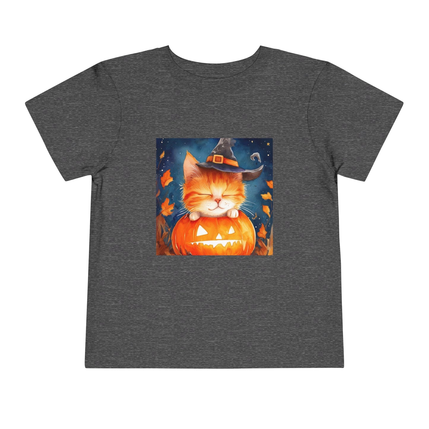 Cute Orange Cat on a Pumpkin Toddler Short Sleeve Tee