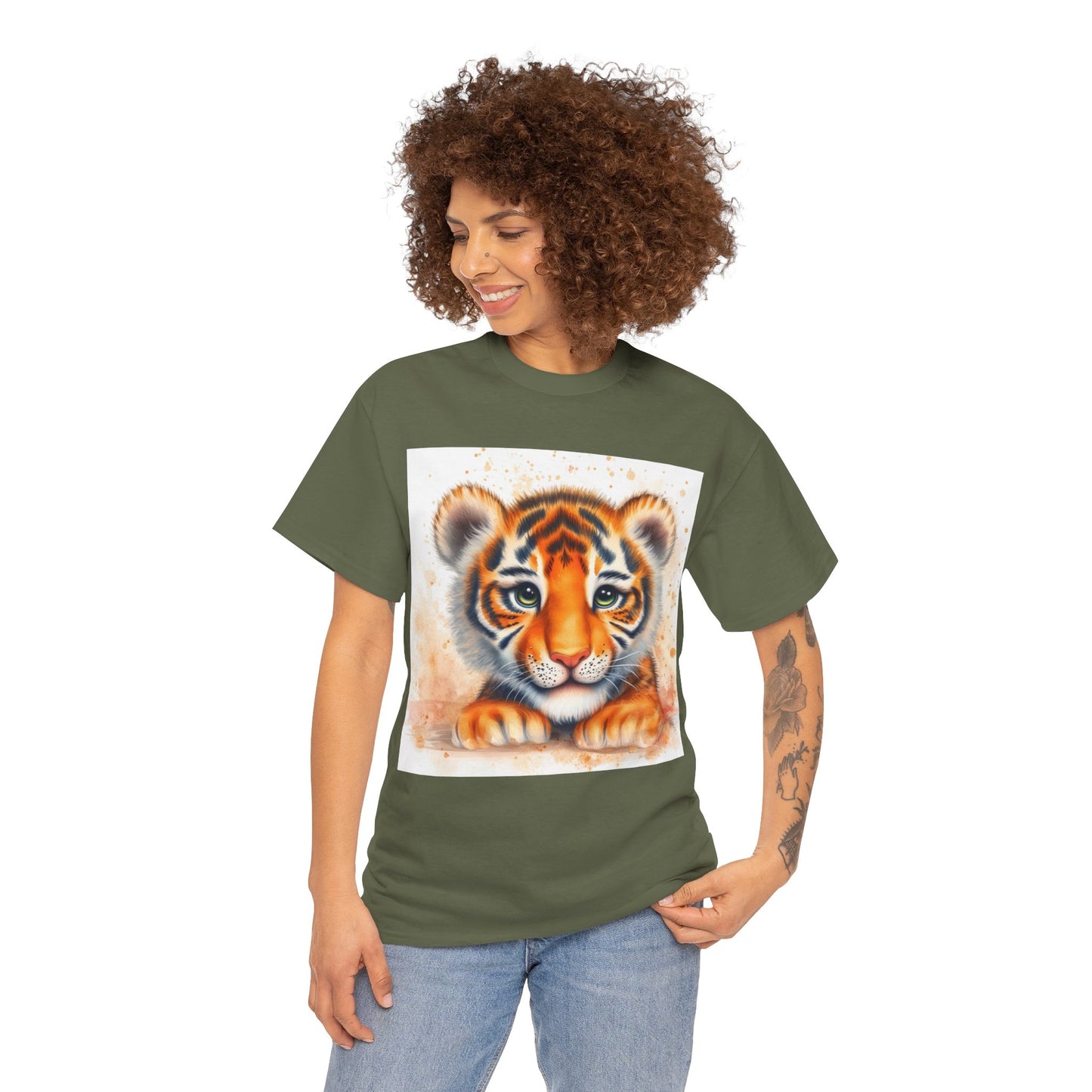 Cute Tiger Unisex Heavy Cotton Tee