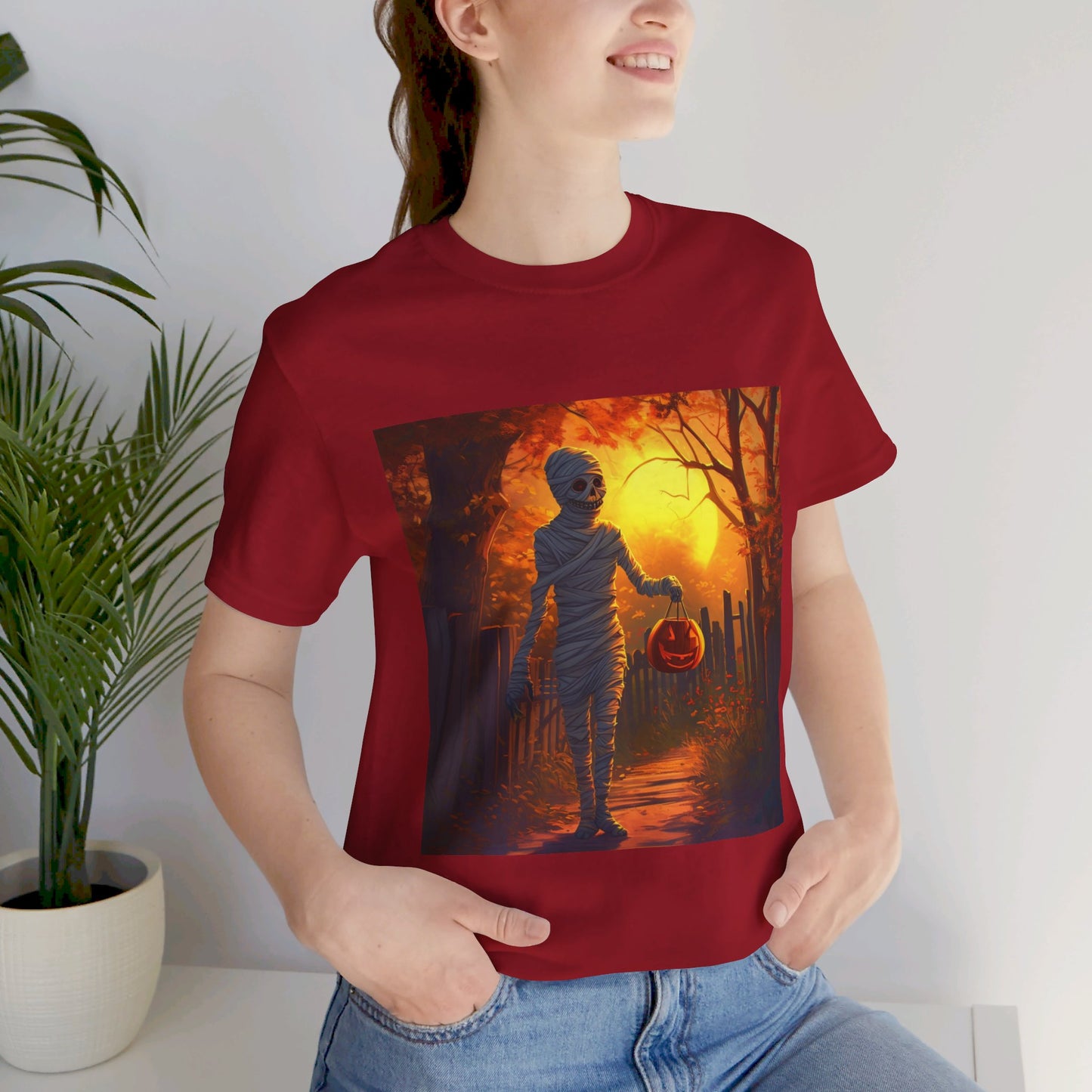 Halloween Sunset Mummy Unisex Jersey Short Sleeve Tee