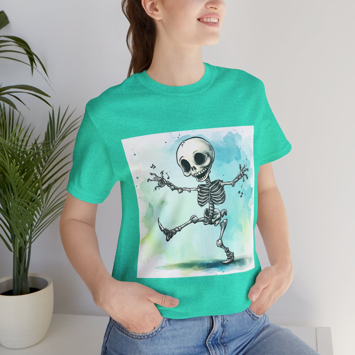 Happy Cute Skeleton Unisex Jersey Short Sleeve Tee