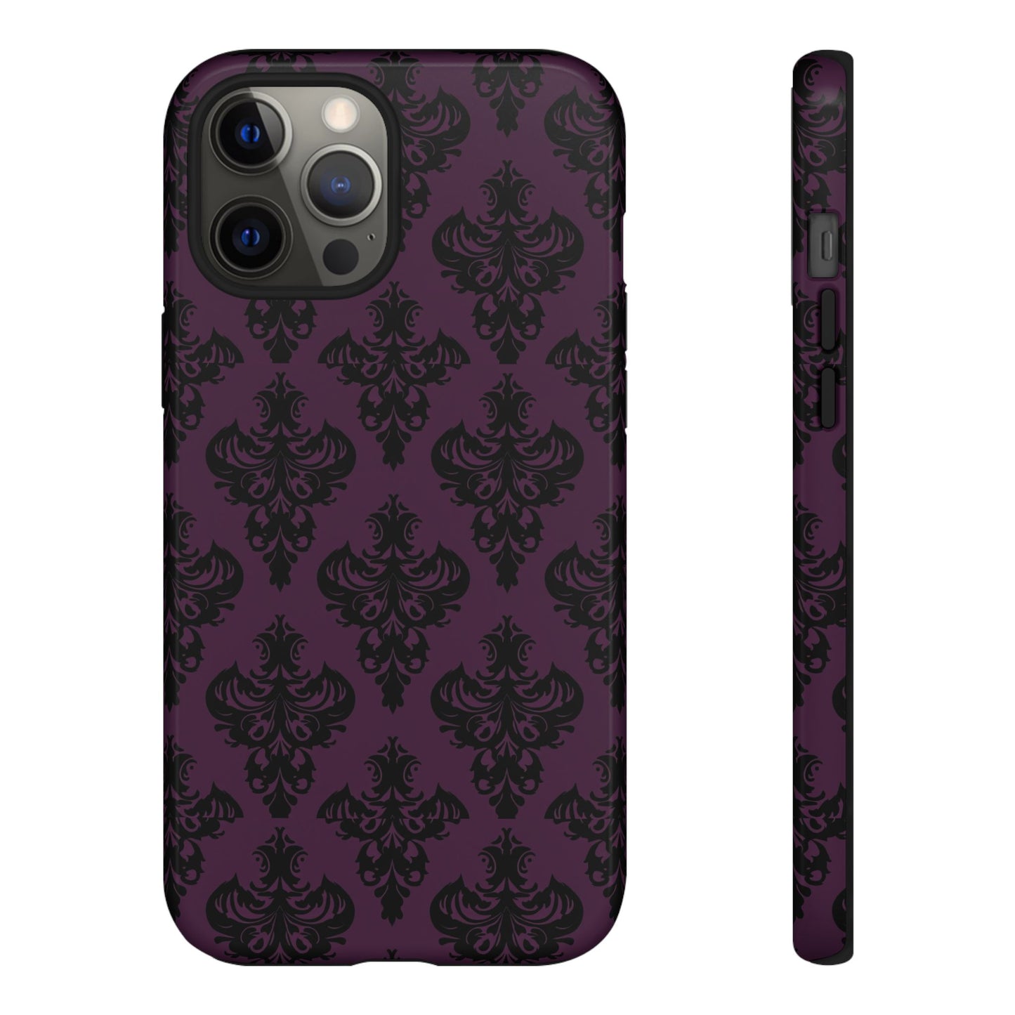 Purple and Black Victorian Damask Pattern Tough Cases