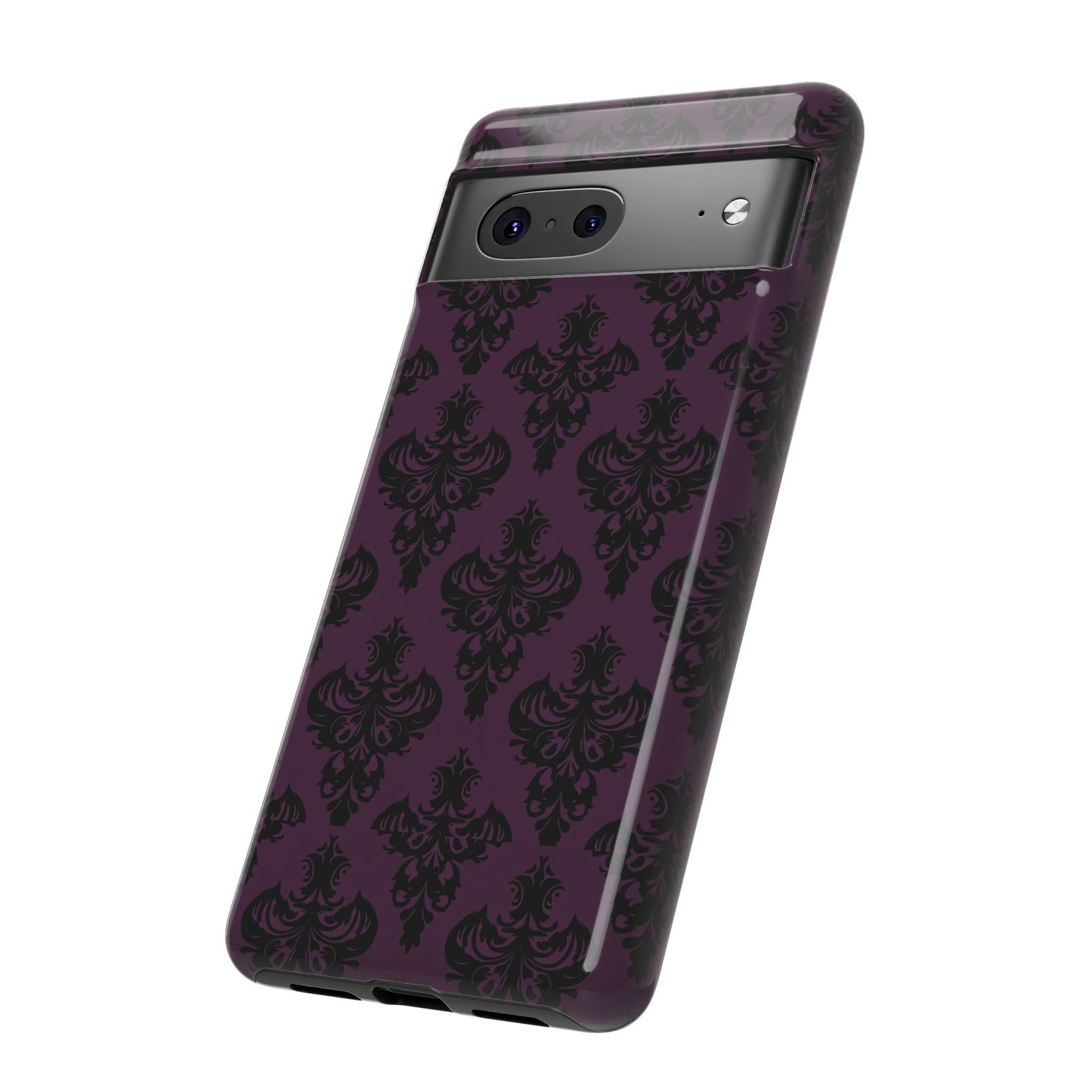 Purple and Black Victorian Damask Pattern Tough Cases