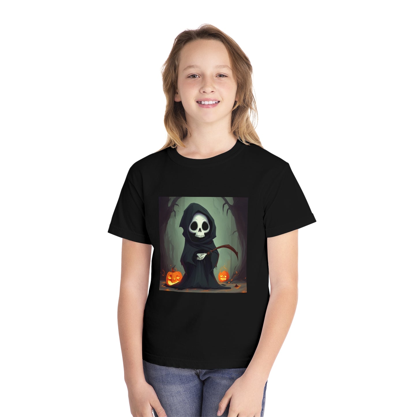 Spooky Forest Grim Reaper Youth Midweight Tee