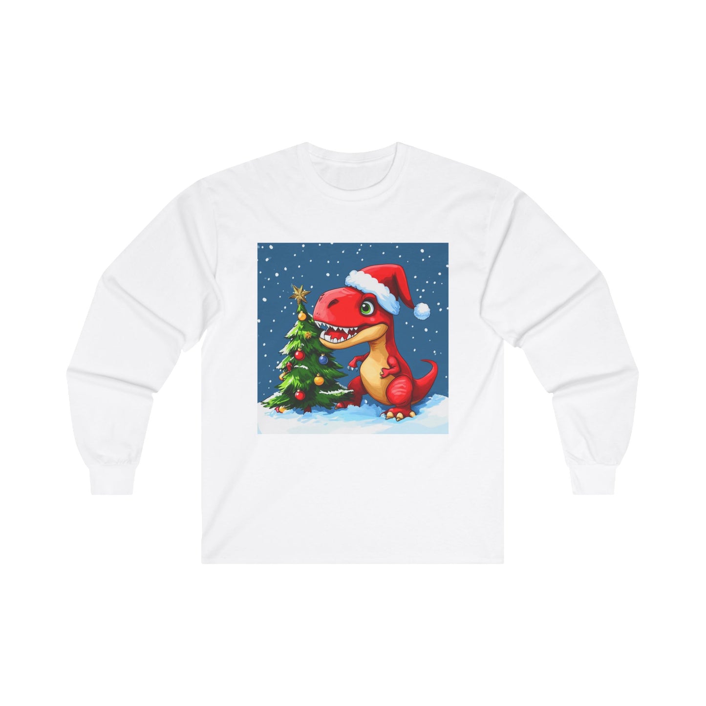 Red T-Rex Christmas Unisex Ultra Cotton Long Sleeve Tee