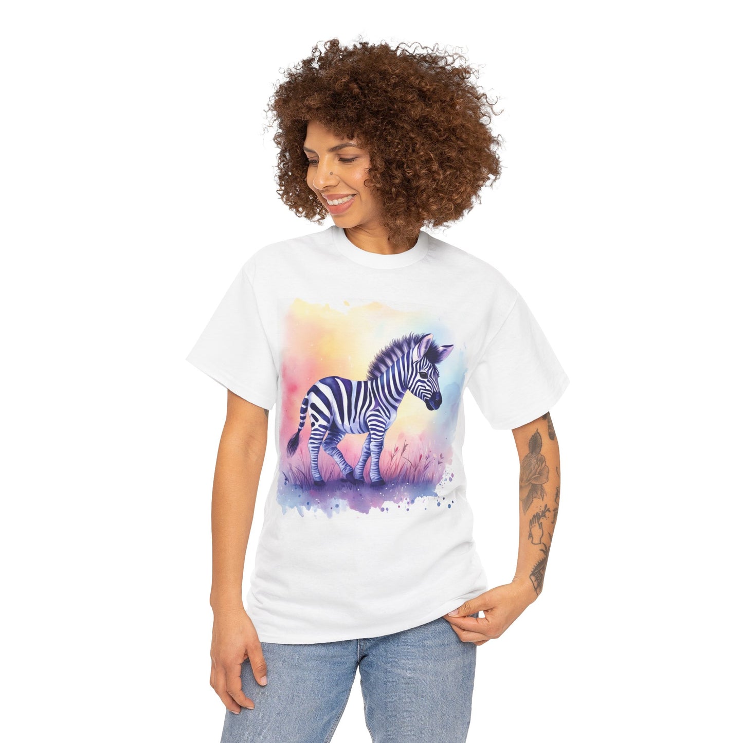 Lovable Baby Zebra Unisex Heavy Cotton Tee