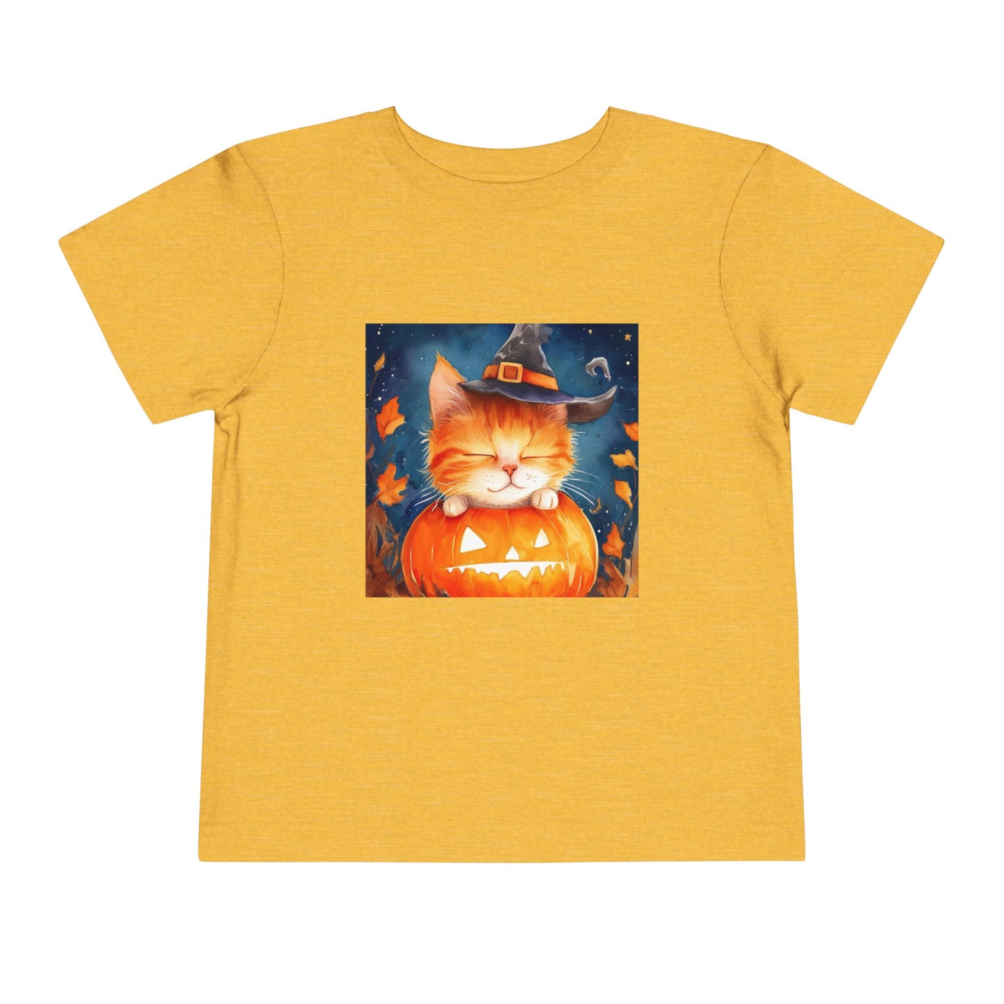 Cute Orange Cat on a Pumpkin Toddler Short Sleeve Tee